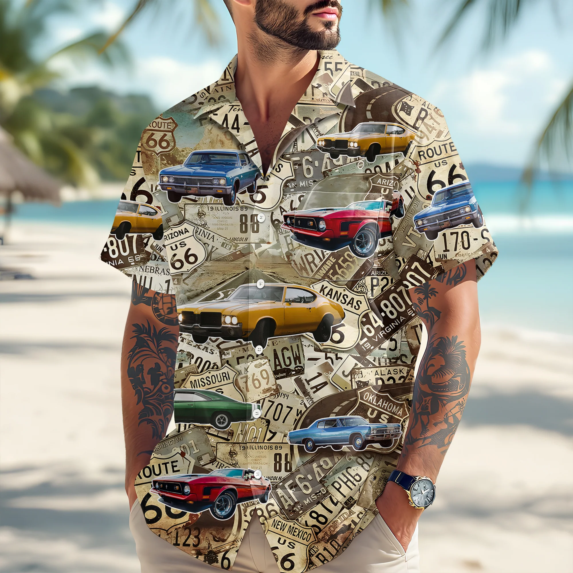 Custom Car Photo High Quality Unisex Hawaiian Shirt HO82 894432 - Image 3