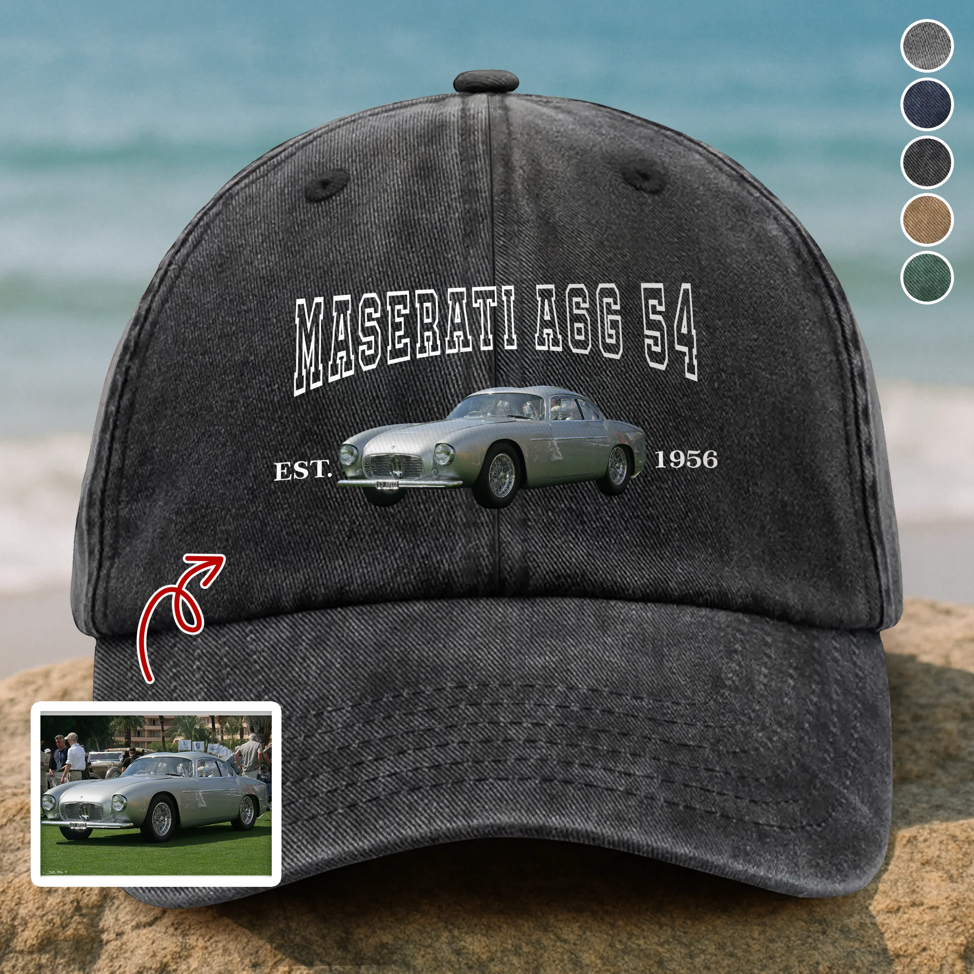 Custom Car Photo Personalized Washed Denim Baseball Cap TH10 894413 - Image 2