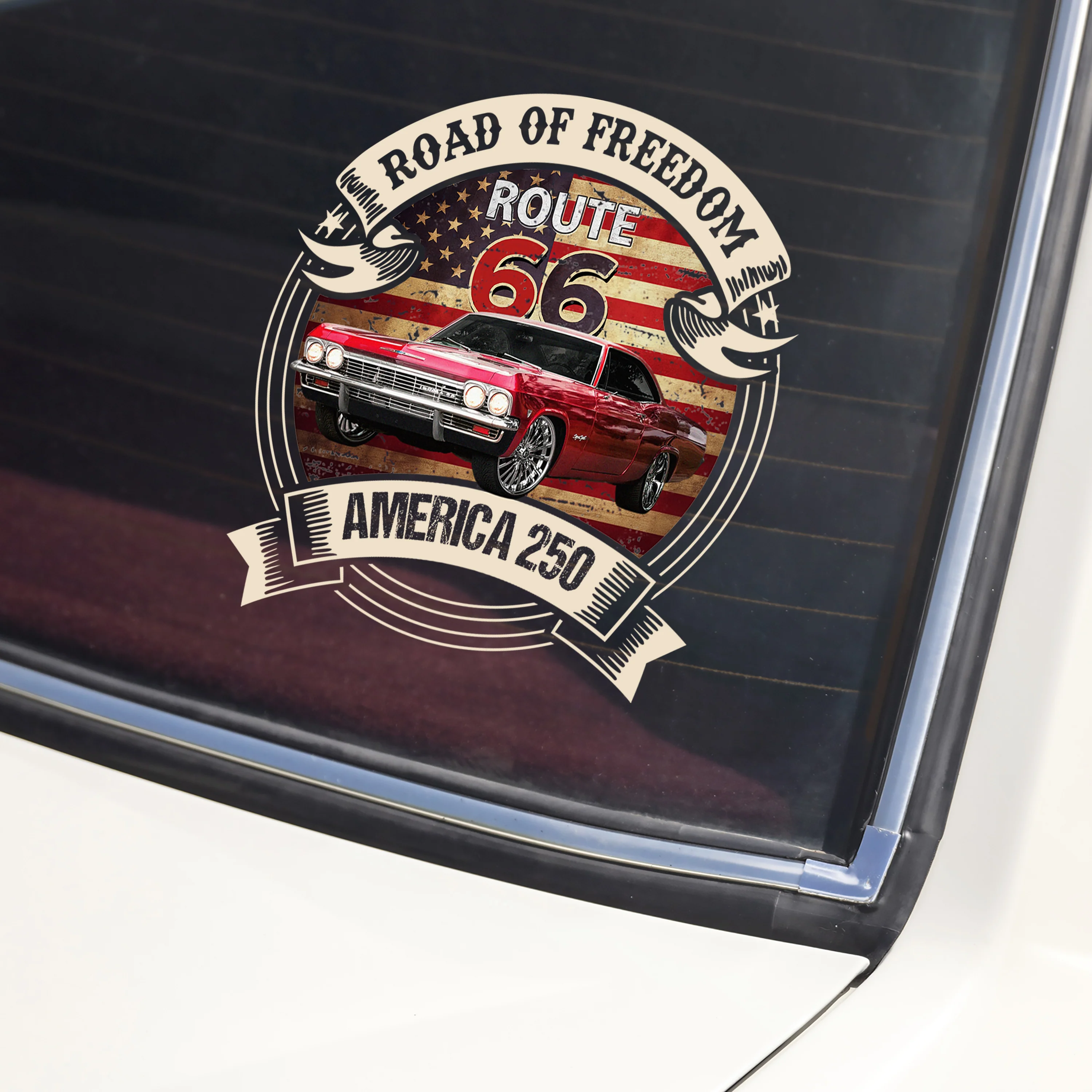 Custom Car Photo Route 66 Road Of Freedom American 250 Car Window Decal Sticker TH10 898501 - Image 2