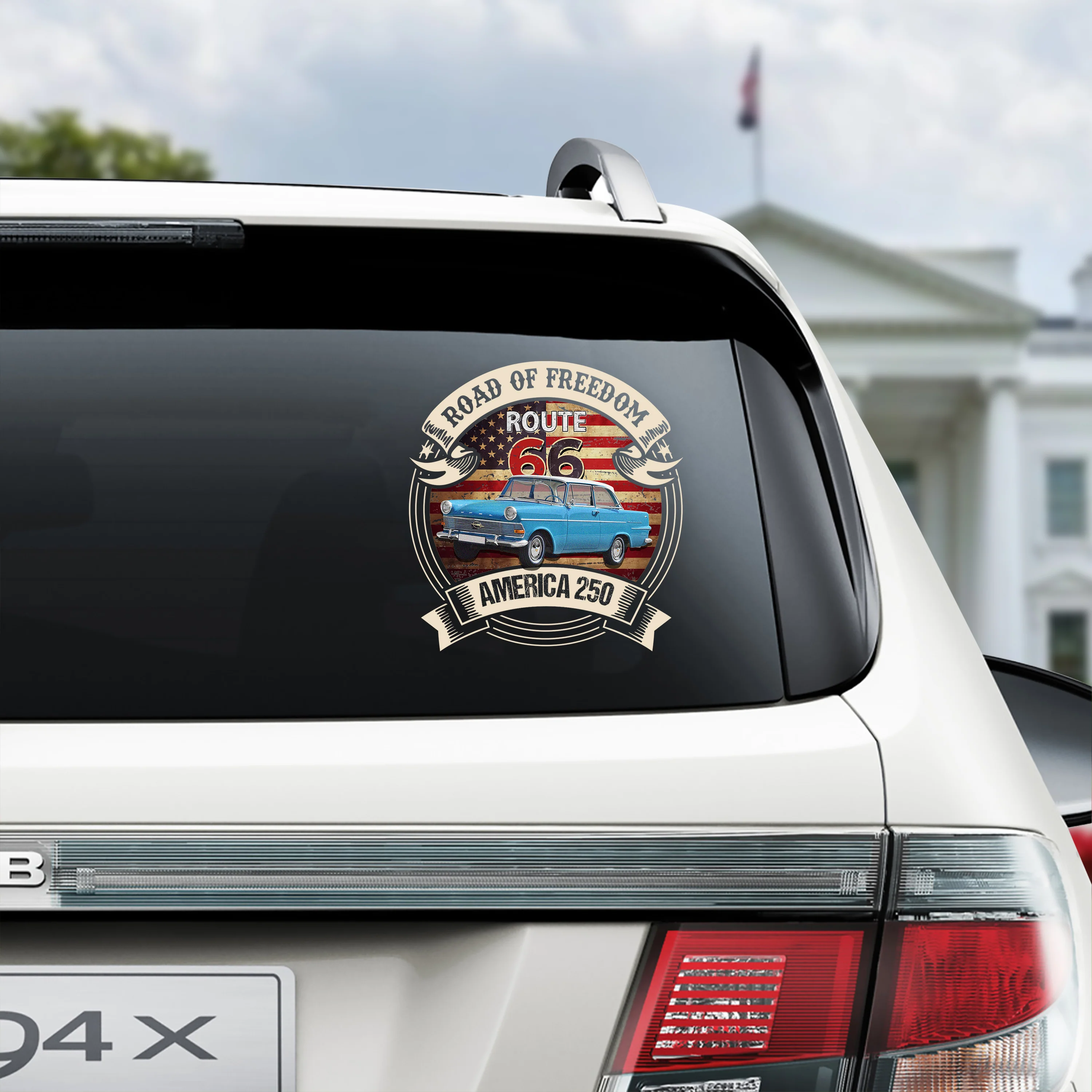 Custom Car Photo Route 66 Road Of Freedom American 250 Car Window Decal Sticker TH10 898501 - Image 3