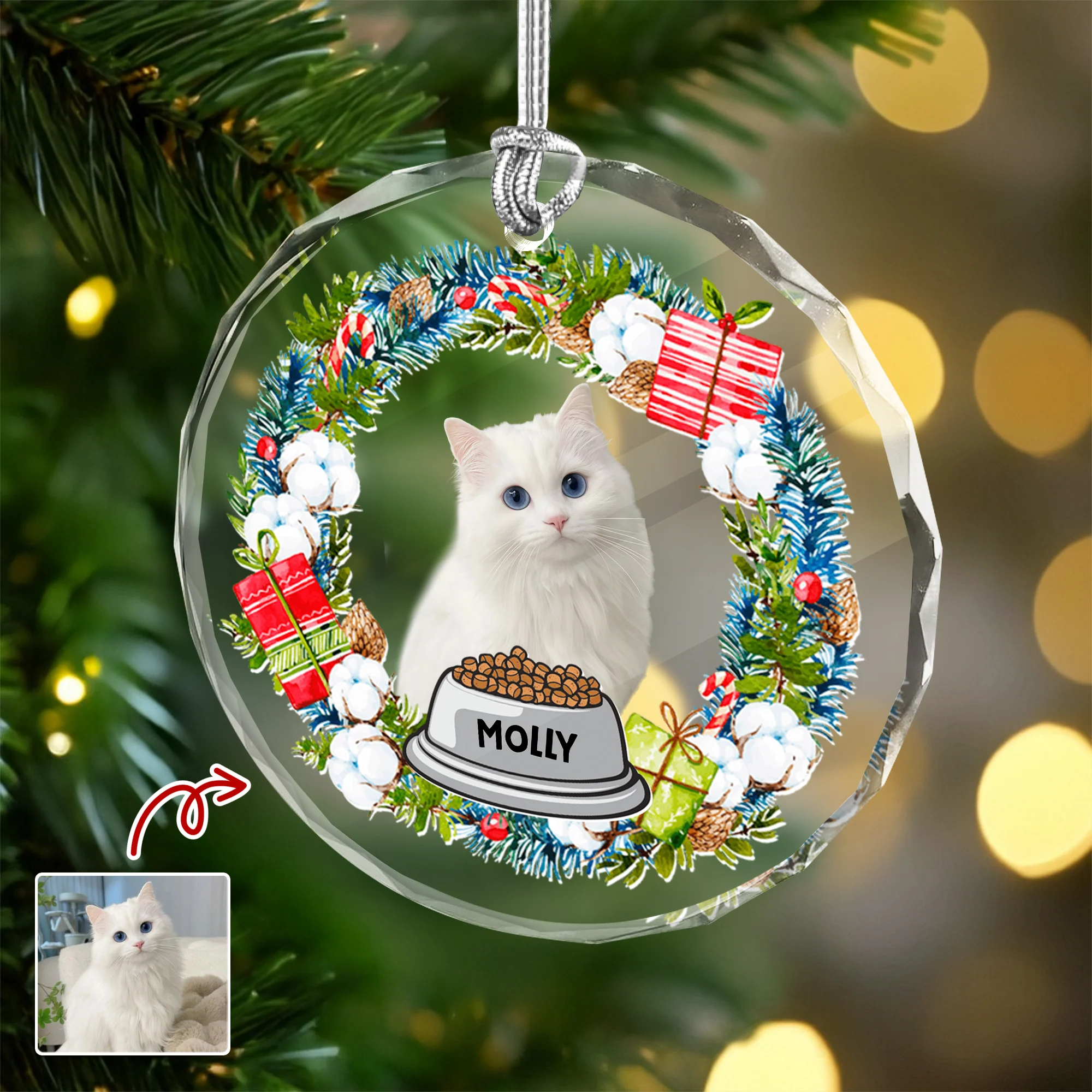 Custom Cat Photo Christmas Cirle Glass Ornament For Cat Lovers TH10 894761 - Image 8