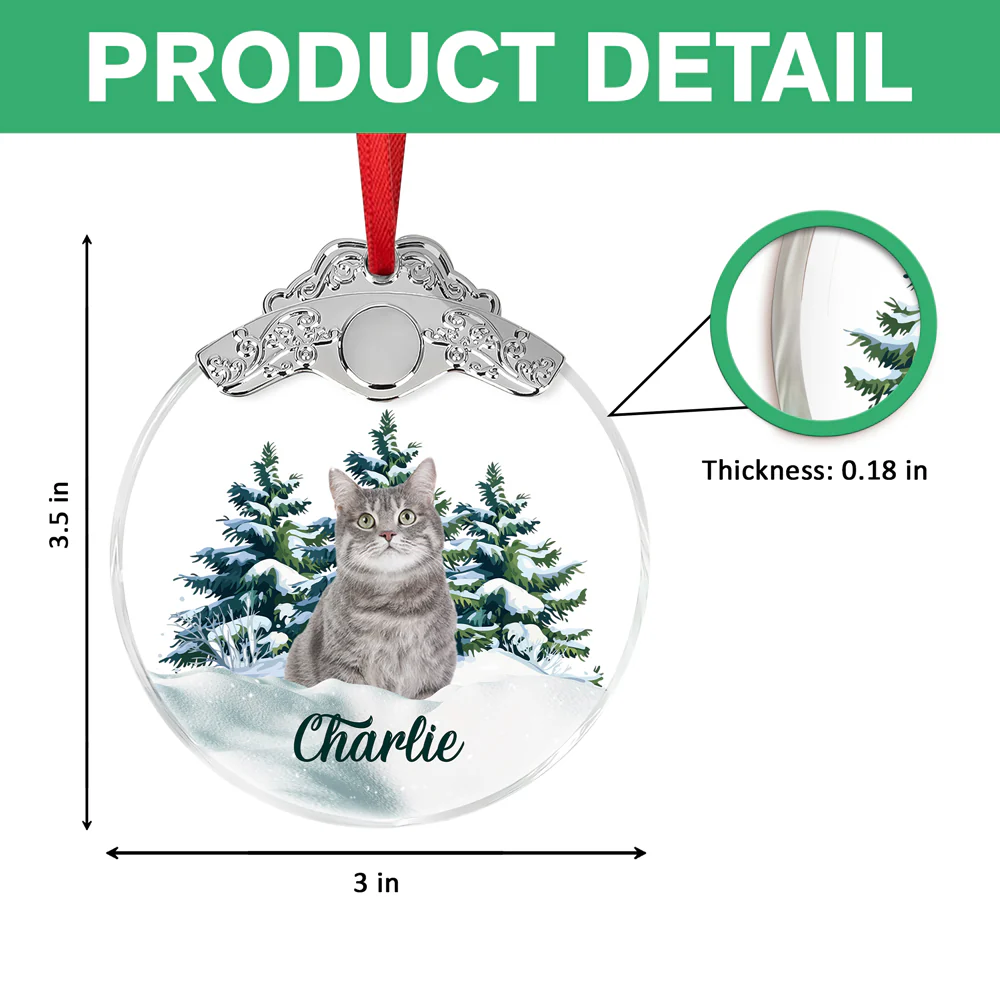 Custom Cat Photo Metal Top Glass Ornament For Christmas HA75 897172 - Image 6