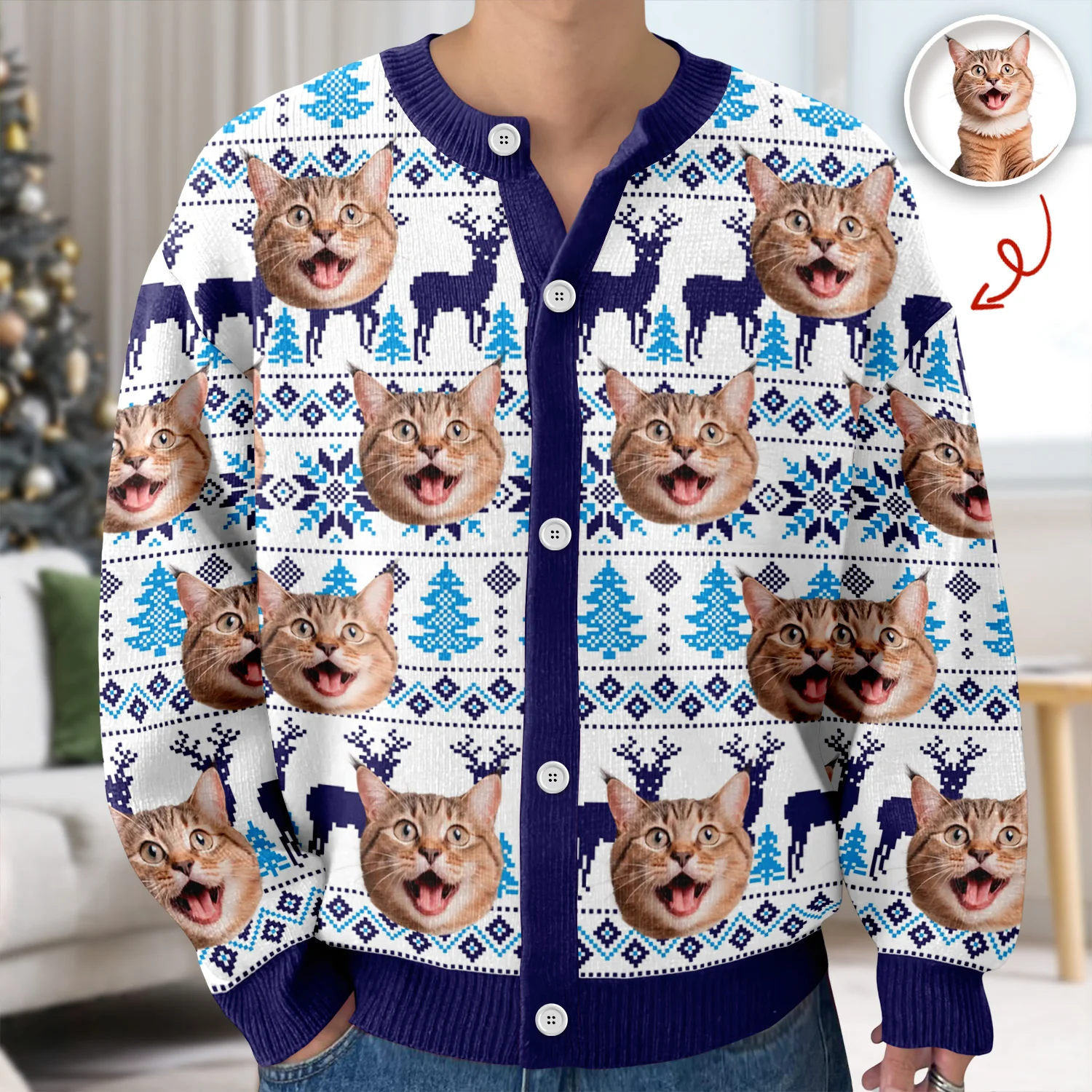 Custom Cat Photo Ugly Cardigan Gift For Cat Lovers LM32 897127 - Image 5