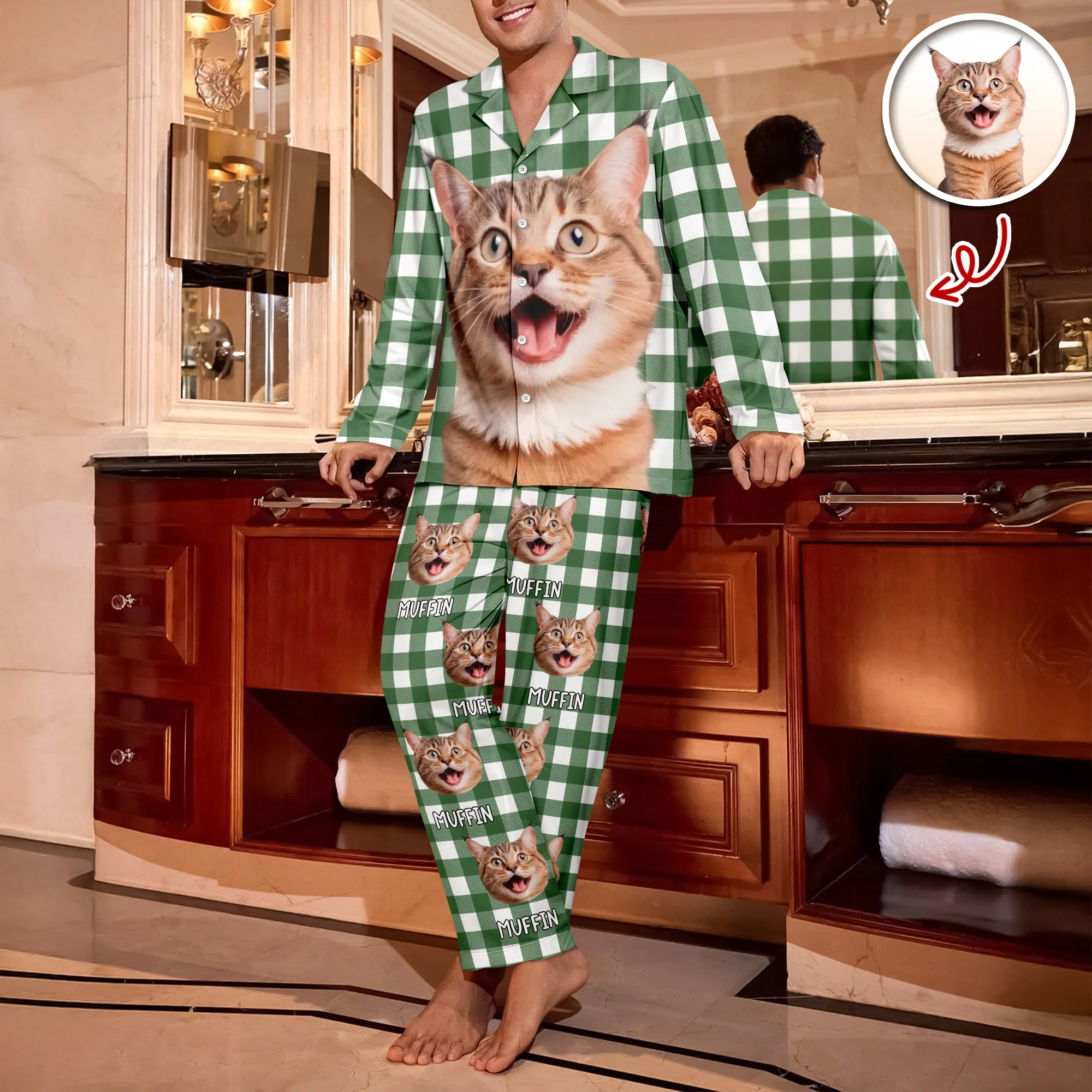 Custom Cat Photo Winter Pattern Pajamas Funny Gift For Cat Lovers CH07 896946 - Image 7