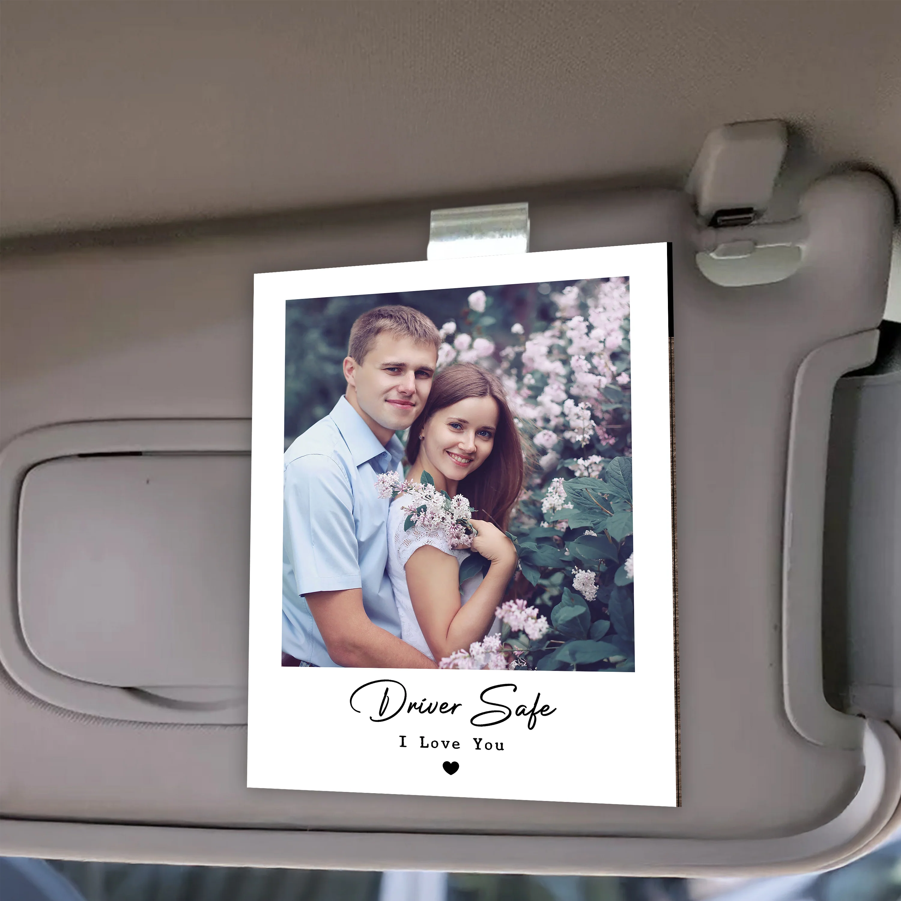 Custom Couple Photo Drive Safe I Love You 2 Layered Car Visor Clip TH10 898045 - Image 2