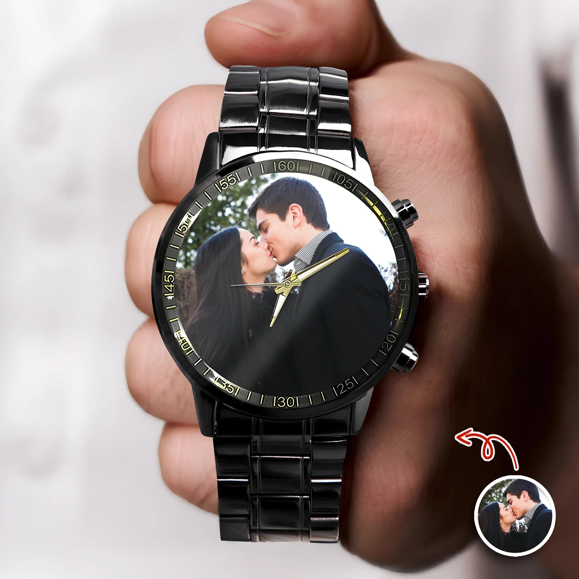 Custom Couple Photo Men's Wrist Watch Gift For Boyfriend, Husband TH10 898451 - Image 3