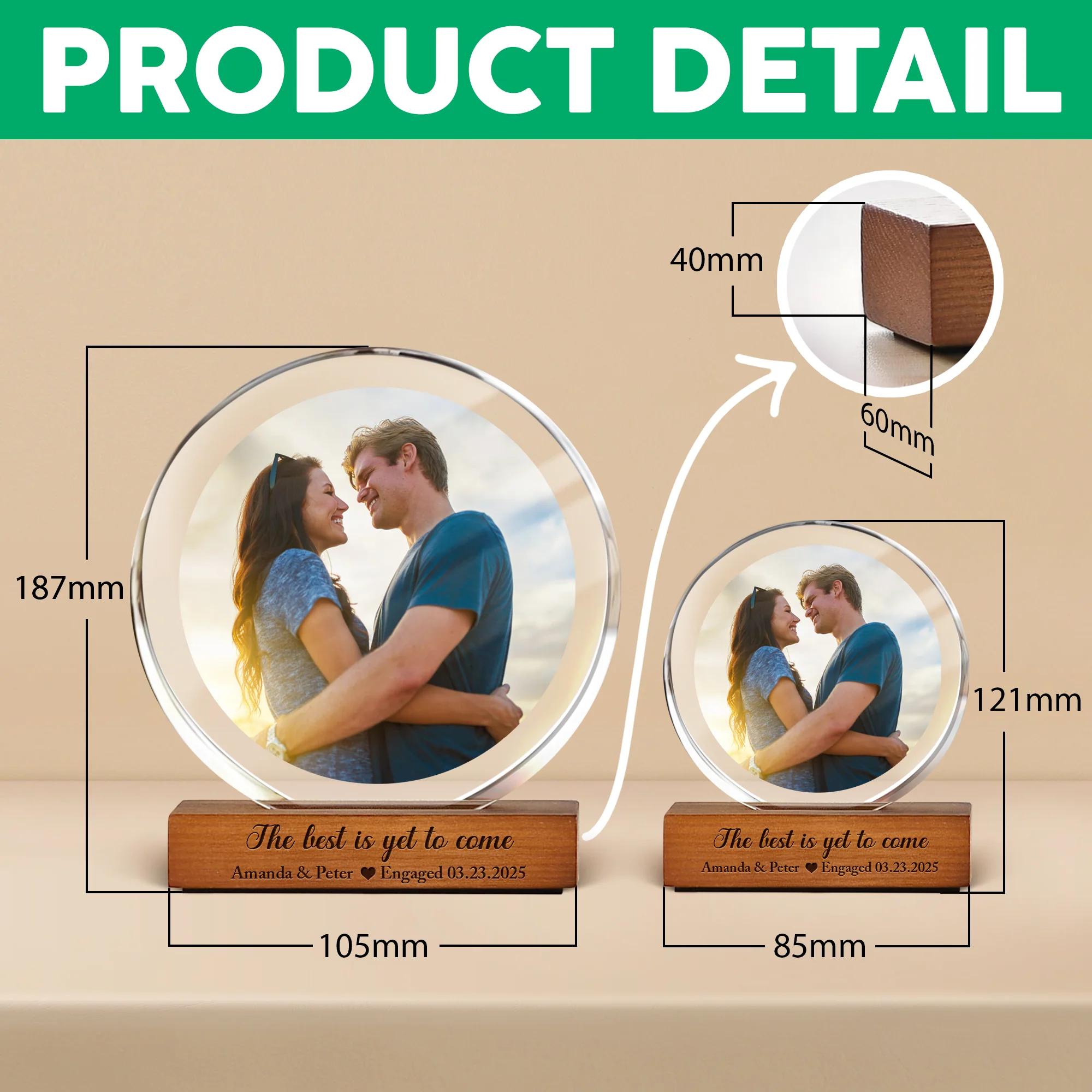 Custom Couple Photo The Best Is Yet To Come Round Acrylic Frame Block Engagement Gifts for Couple HA75 892850 - Image 7