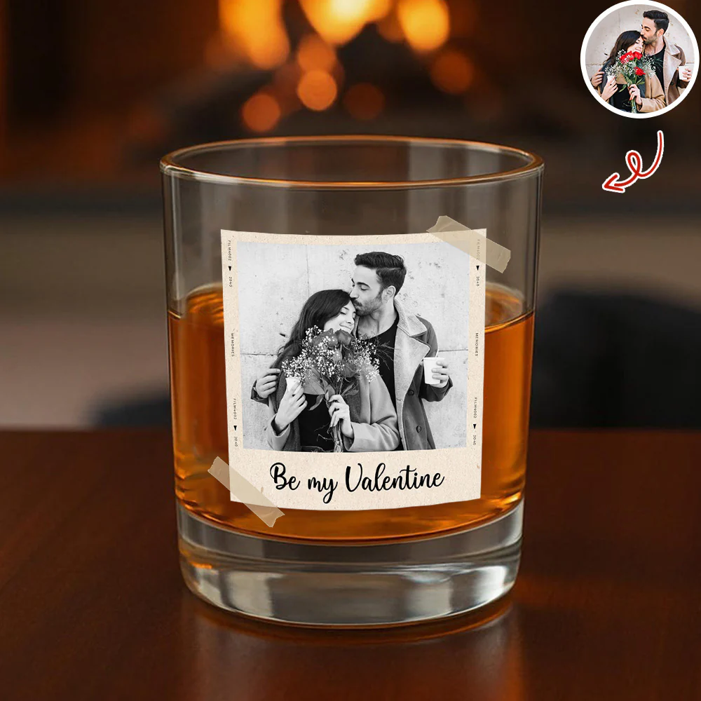Custom Couple Photo Whiskey Glass Valentine Gift,  Anniversary Gift HA75 898922 - Image 8