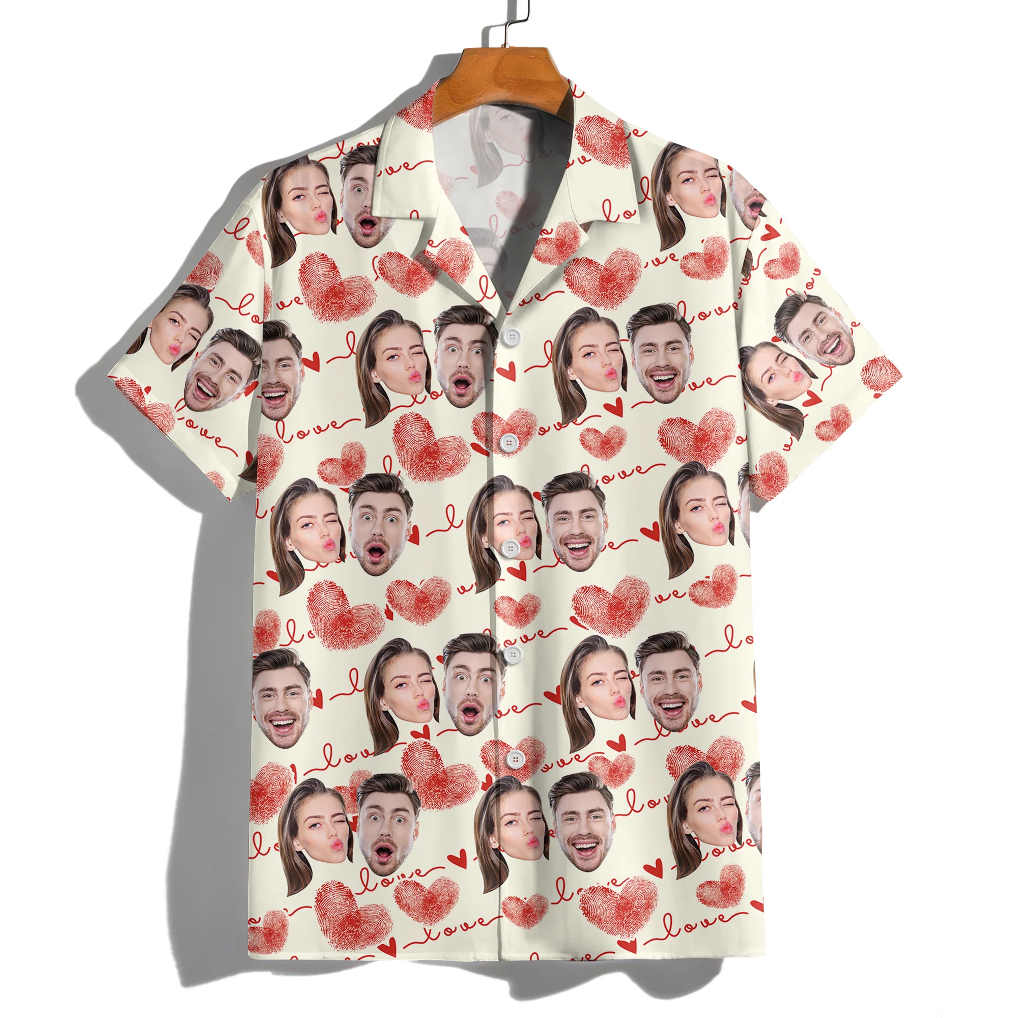 Custom Couple Photo With Heart Pattern Hawaii Shirt HA75 892608 - Image 9