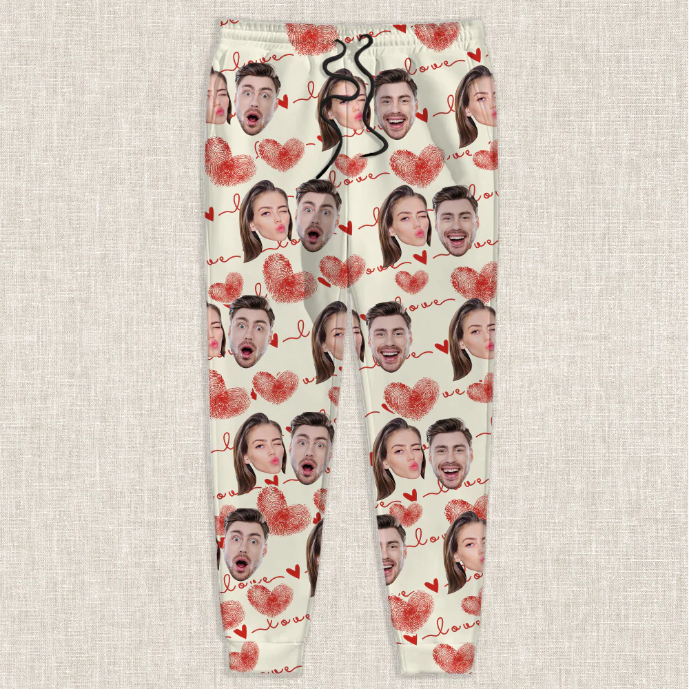 Custom Couple Photo With Heart Pattern Sweatpants HA75 892638 - Image 5