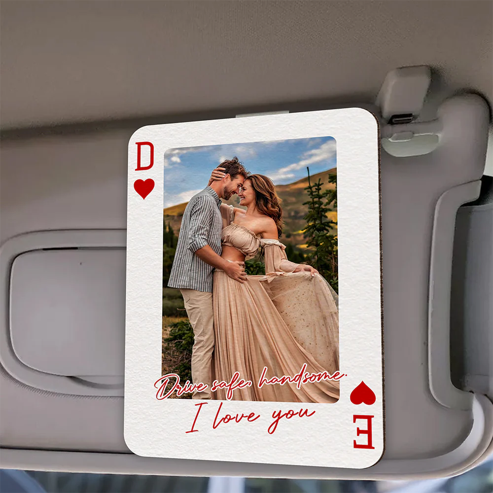 Custom Couples Photo King & Queen Drive Safe I Love You Personalized Wooden Photo Car Visor Clip HA75 898844 - Image 9