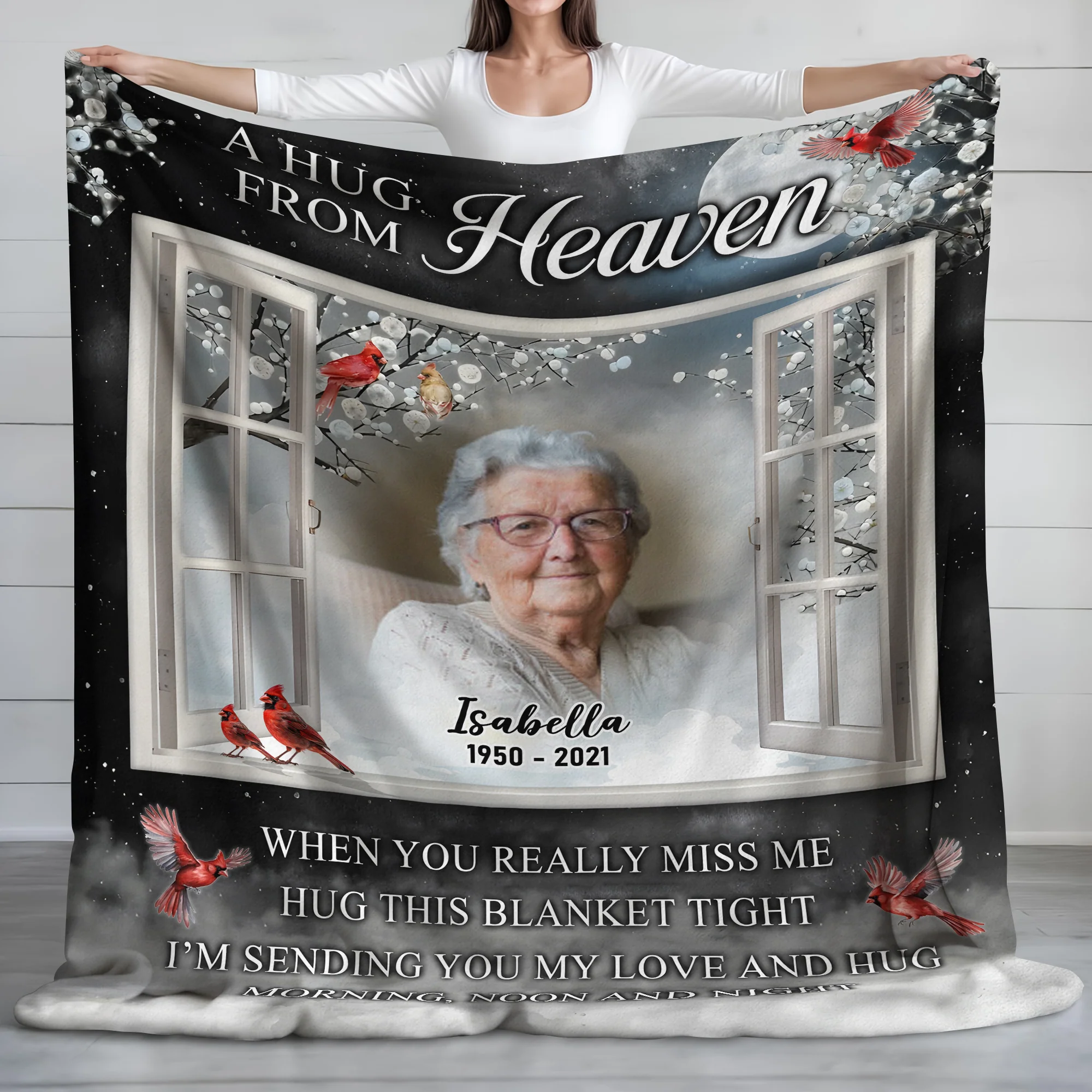 Custom Dad Mom Photo A Hug From Heaven Memorial Blanket CH07 896458 - Image 8