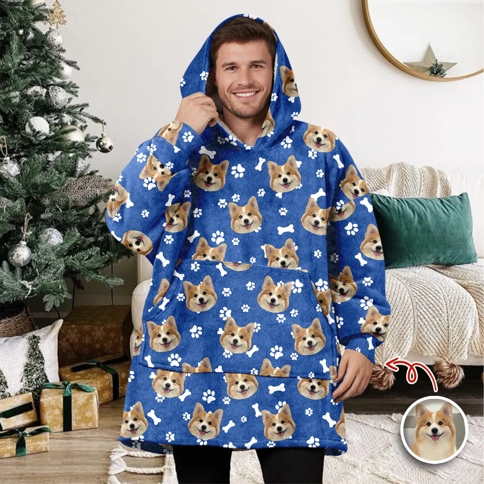 Custom Dog Cat Face Photo With Colorful Background Hoodie Blanket HA75 898284 - Image 2
