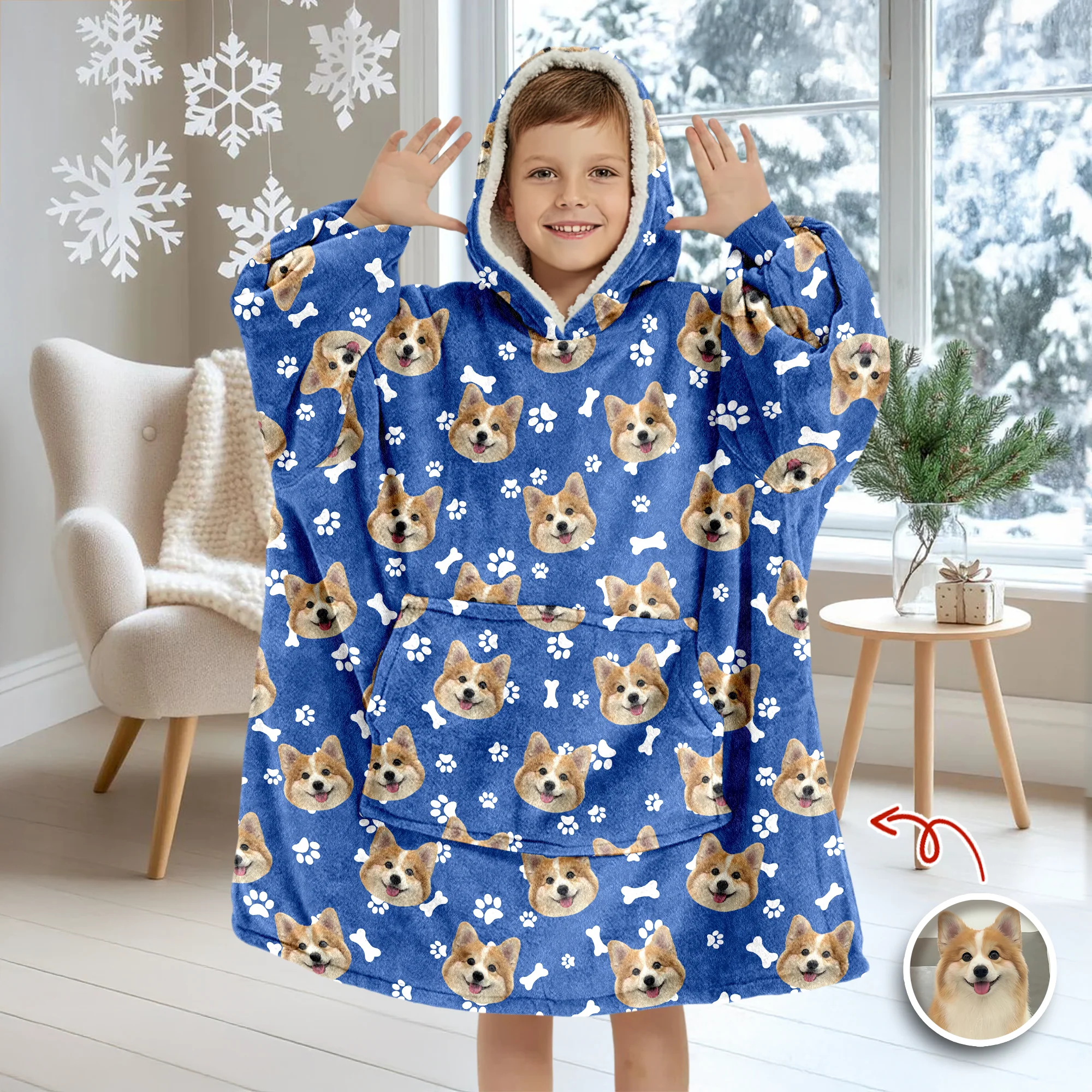 Custom Dog Cat Face Photo With Colorful Background Hoodie Blanket HA75 898284 - Image 6