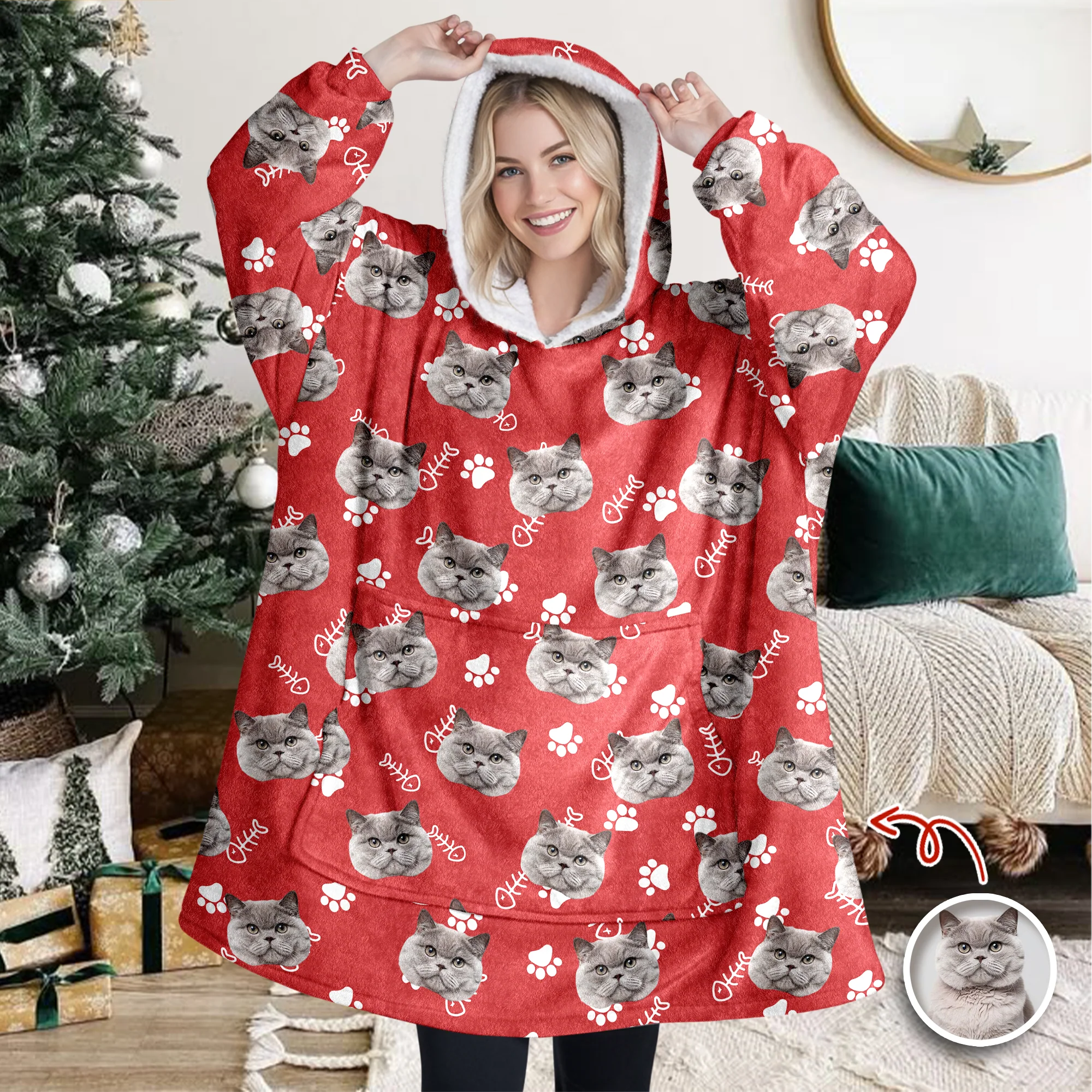 Custom Dog Cat Face Photo With Colorful Background Hoodie Blanket HA75 898284 - Image 8