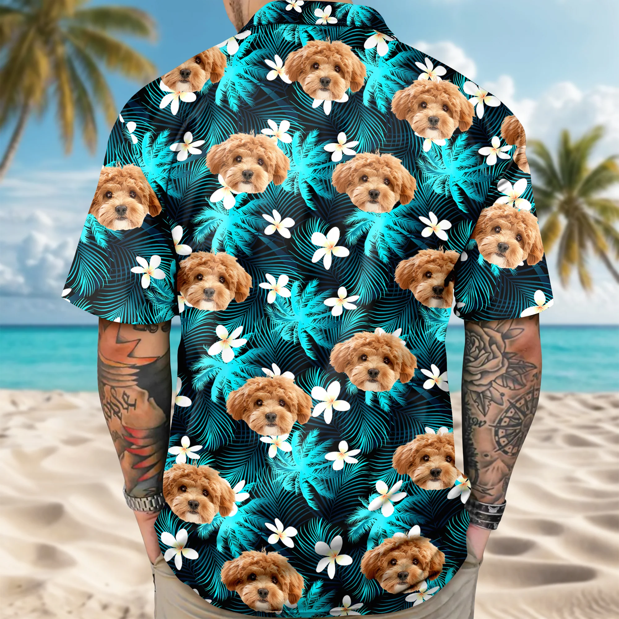 Custom Dog Cat Human Photo Tropical Summer Hawaii Shirt HA75 921122 - Image 3