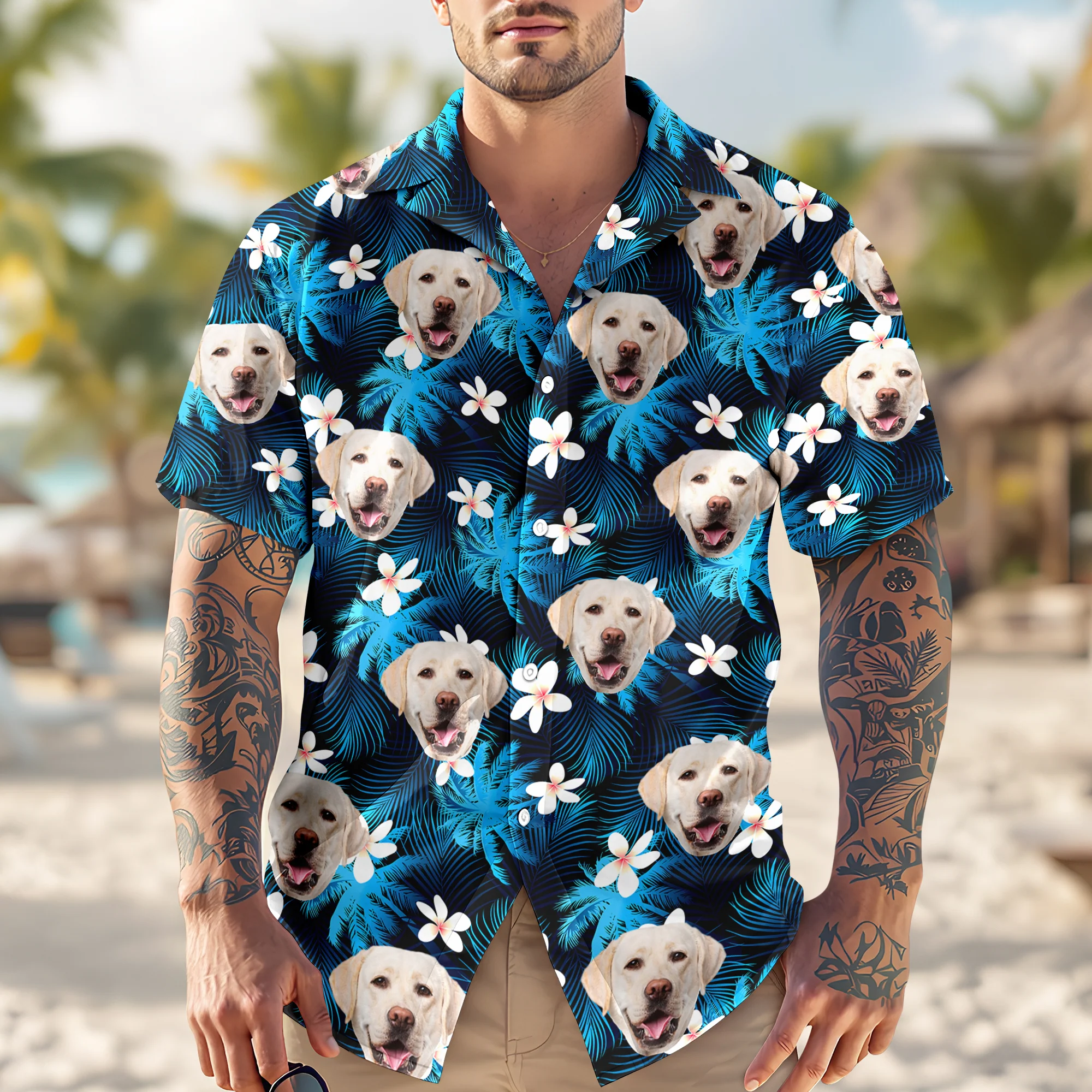 Custom Dog Cat Human Photo Tropical Summer Hawaii Shirt HA75 921122 - Image 4