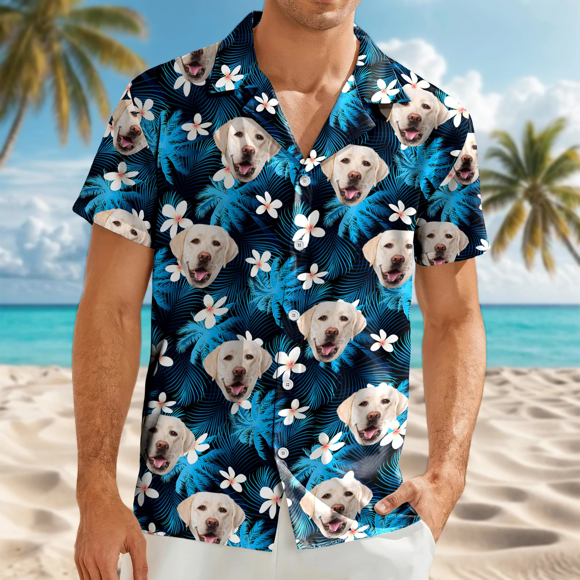 Custom Dog Cat Human Photo Tropical Summer Hawaii Shirt HA75 921122 - Image 5