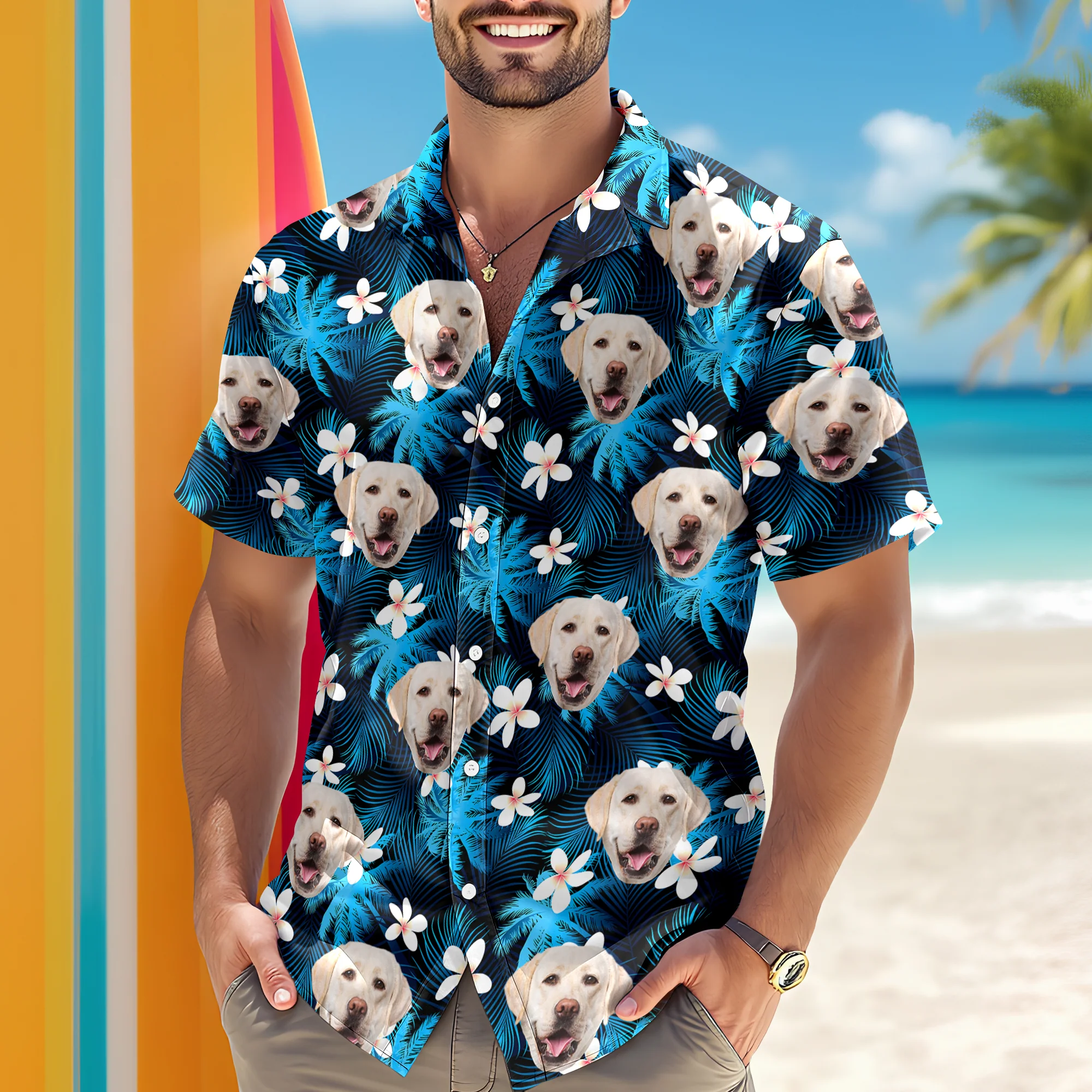 Custom Dog Cat Human Photo Tropical Summer Hawaii Shirt HA75 921122 - Image 6