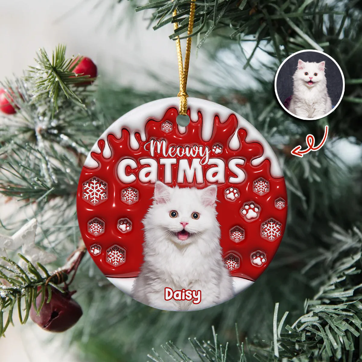 Custom Dog Cat Photo Christmas - Personalized Ceramic Ornament TH10 894383 - Image 11