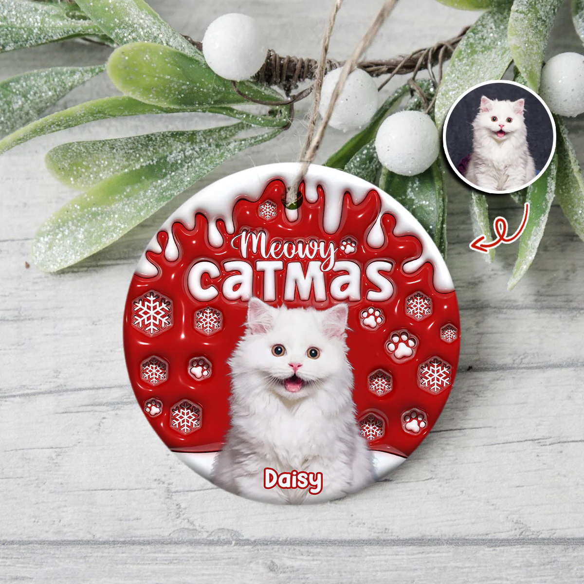 Custom Dog Cat Photo Christmas - Personalized Ceramic Ornament TH10 894383 - Image 12