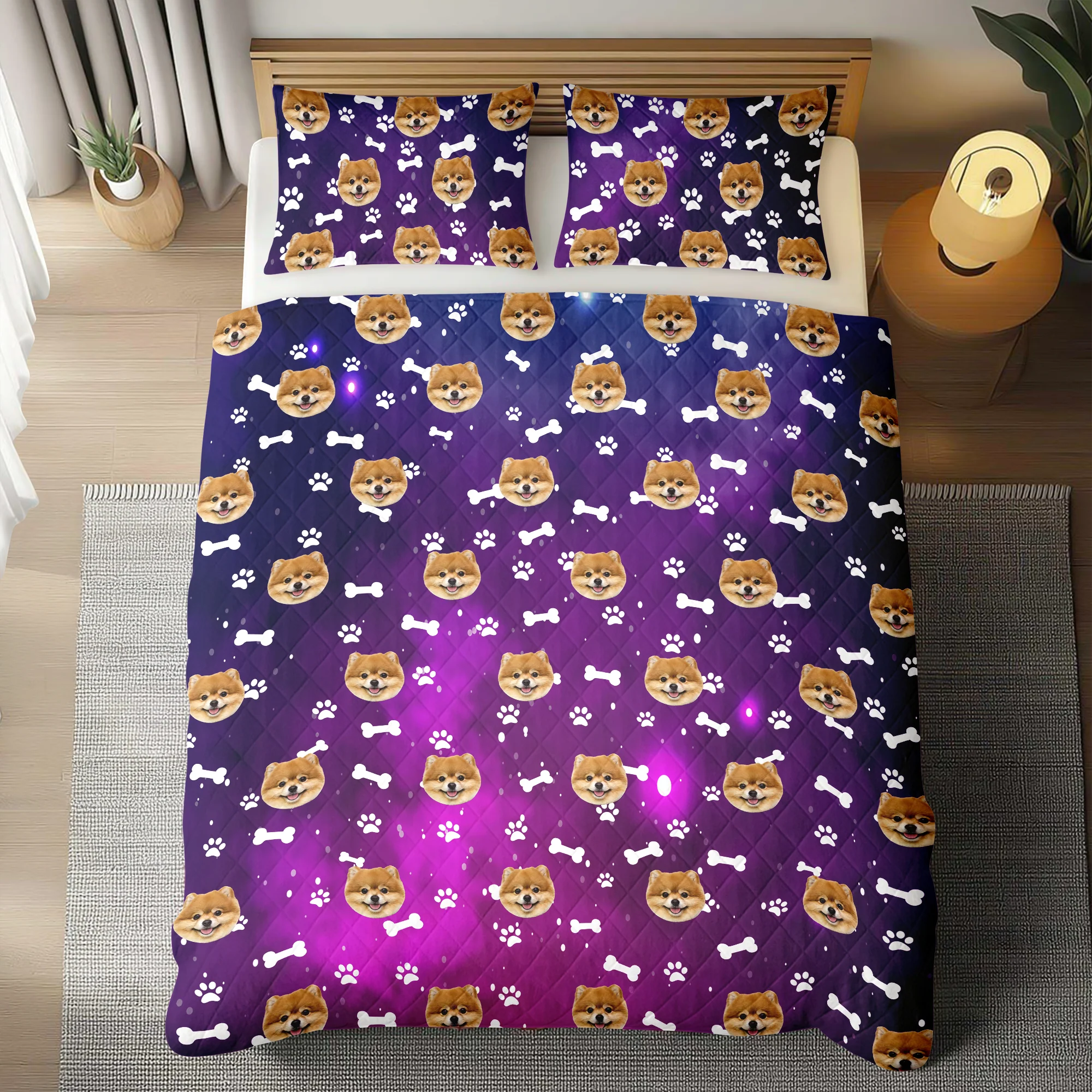 Custom Dog Cat Photo Galaxy Quilt Bedding Set HO82 900716 - Image 6