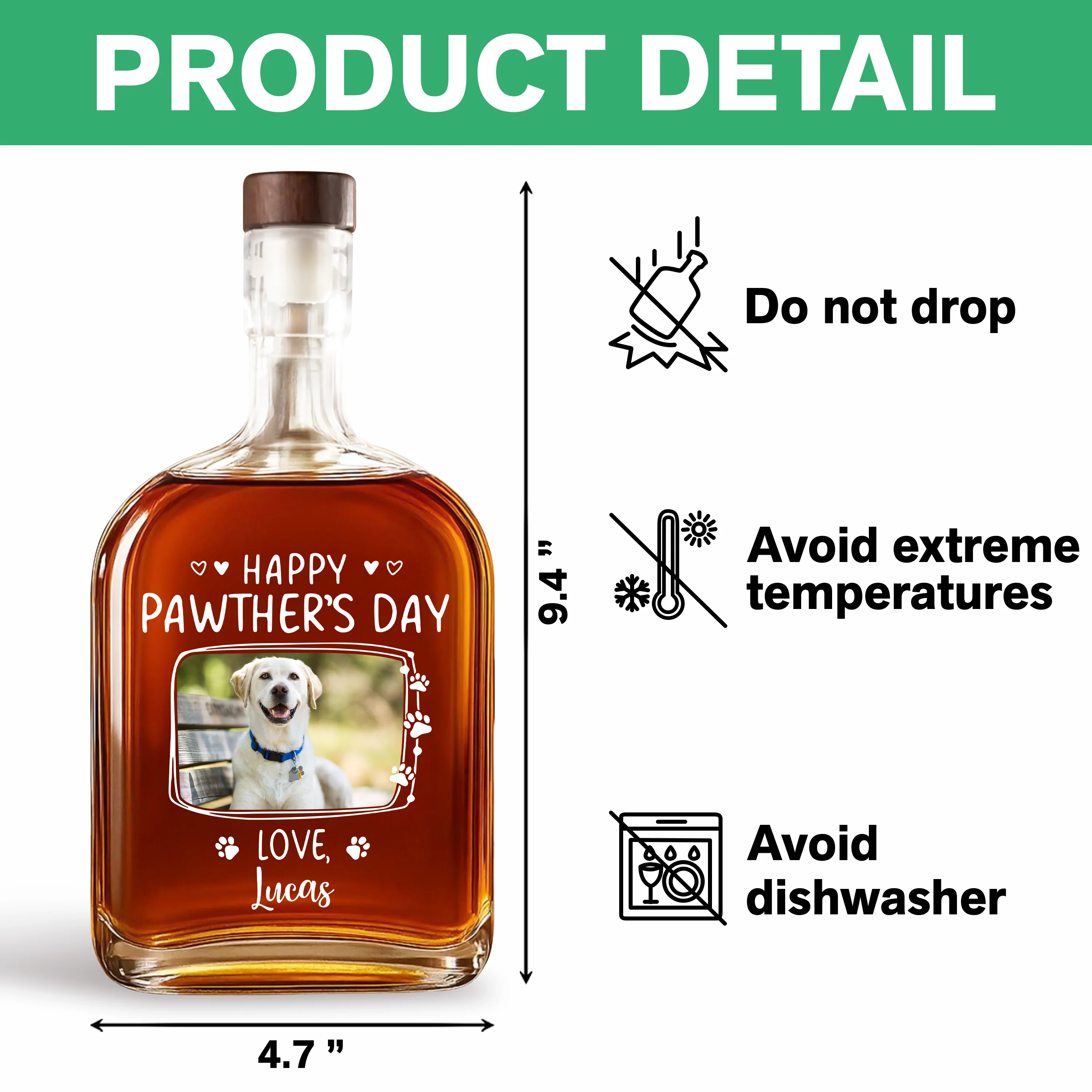 Custom Dog Cat Photo Happy Pawther’s Day Whiskey Bottle HA75 892534 - Image 8