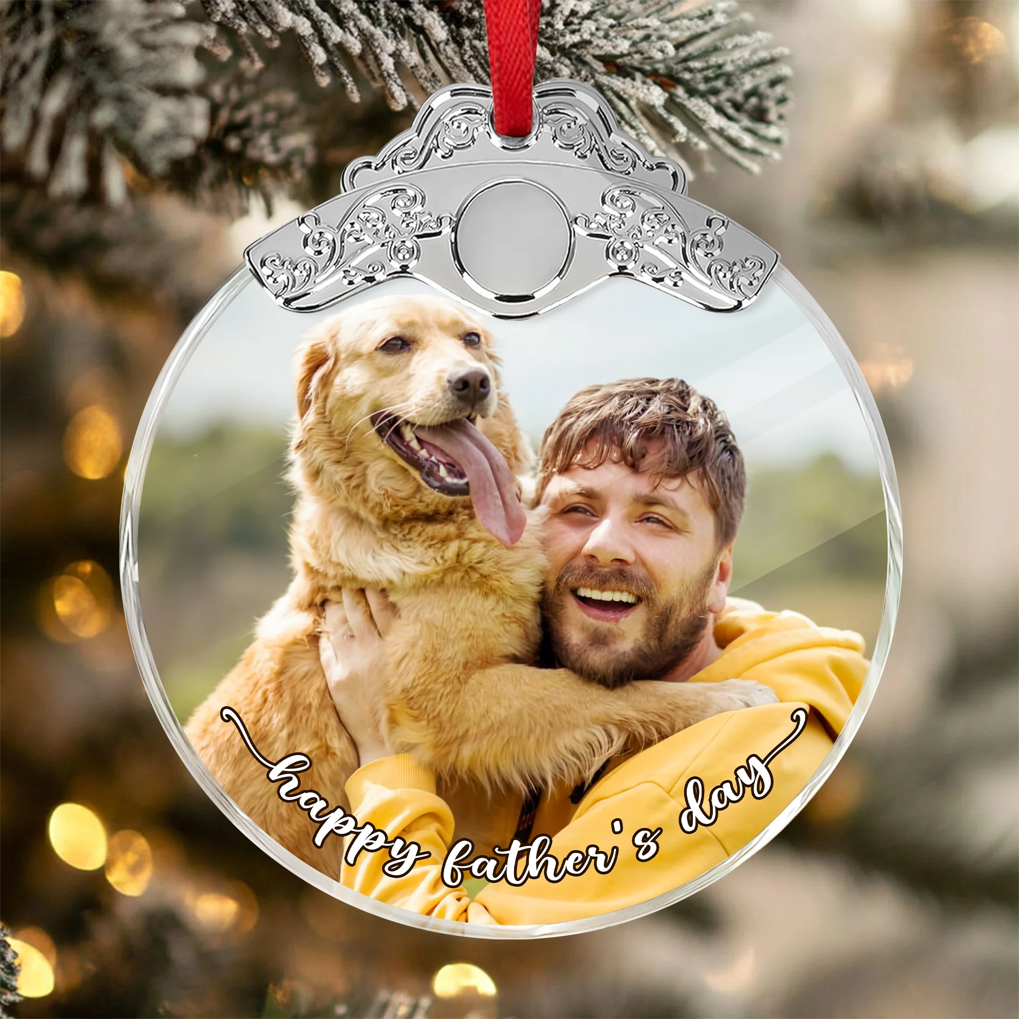 Custom Dog Cat Photo Metal Glass Ornament For Christmas TH10 894747 - Image 3