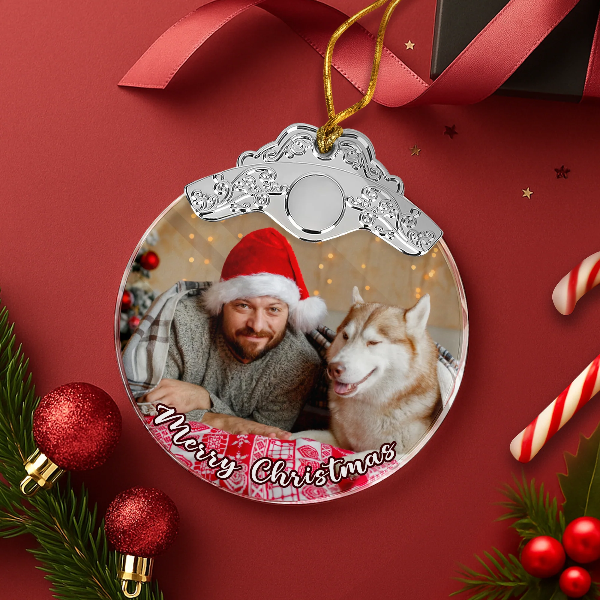 Custom Dog Cat Photo Metal Glass Ornament For Christmas TH10 894747 - Image 4