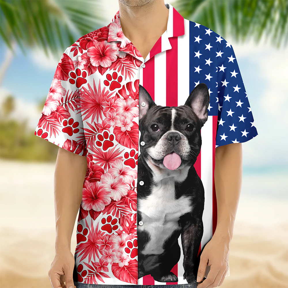 Custom Dog Cat Photo With American Flag Hawaii Shirt Gift for Pet Lovers TH10 169357 - Image 4