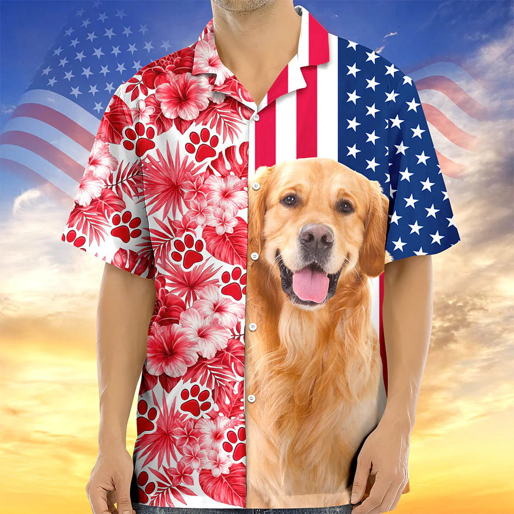 Custom Dog Cat Photo With American Flag Hawaii Shirt Gift for Pet Lovers TH10 169357 - Image 5