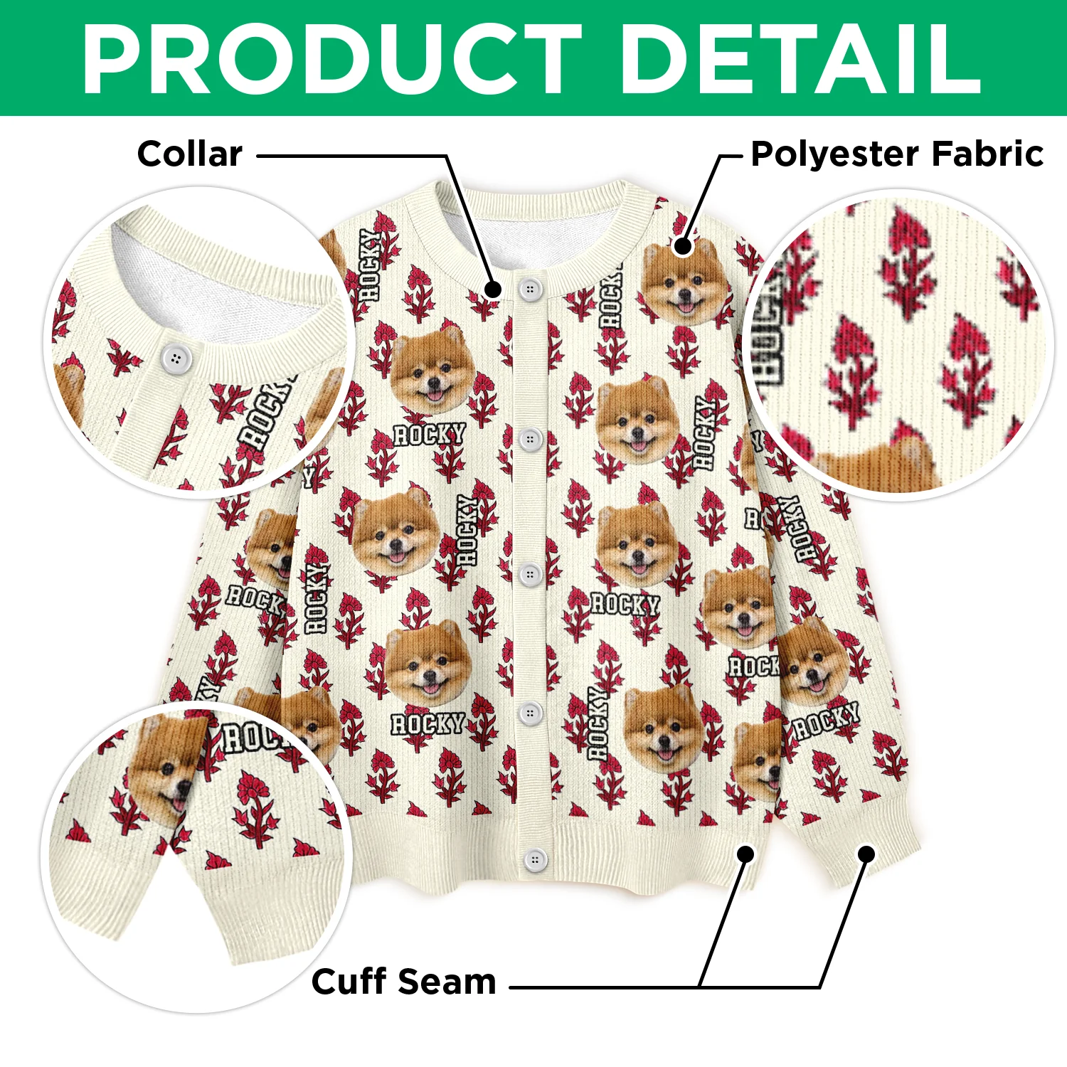 Custom Dog Cat Photo With Hand Block Print Ugly Cardigan For Dog/Cat Lovers LM32 897191 - Image 5