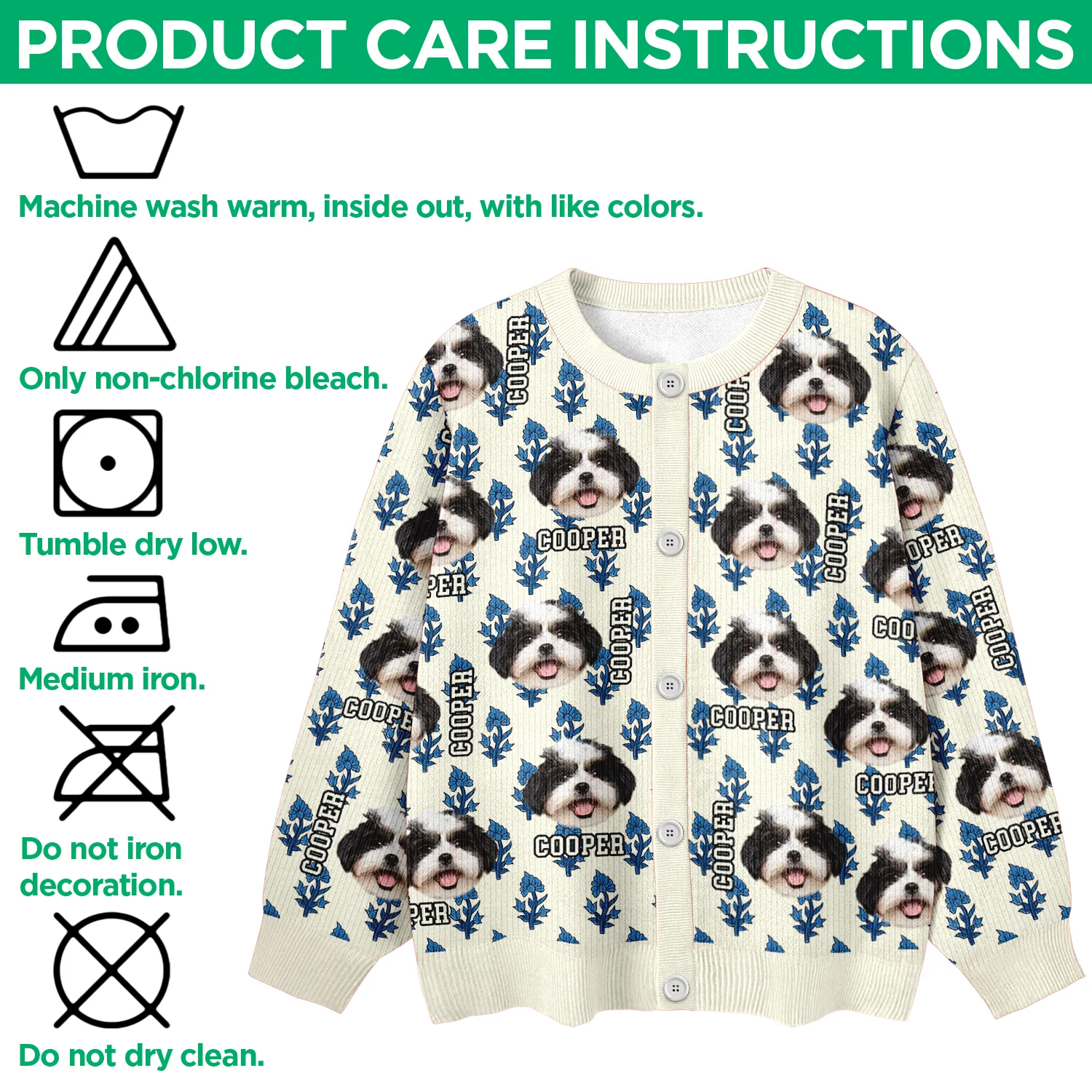 Custom Dog Cat Photo With Hand Block Print Ugly Cardigan For Dog/Cat Lovers LM32 897191 - Image 6