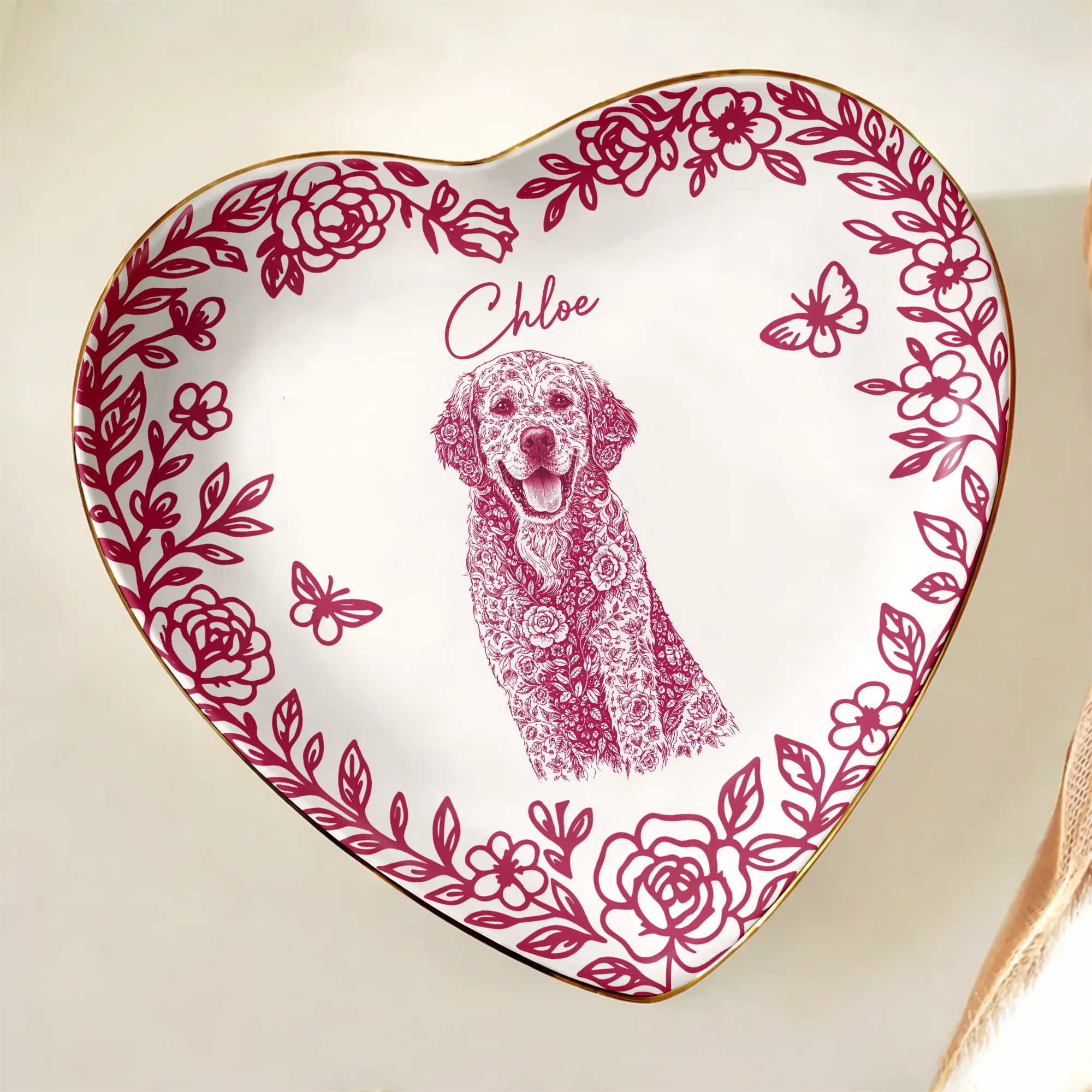 Custom Dog Cat Toile De Jouy Pet Ring Dish For Pet Lover Gift LM32 899679 - Image 4