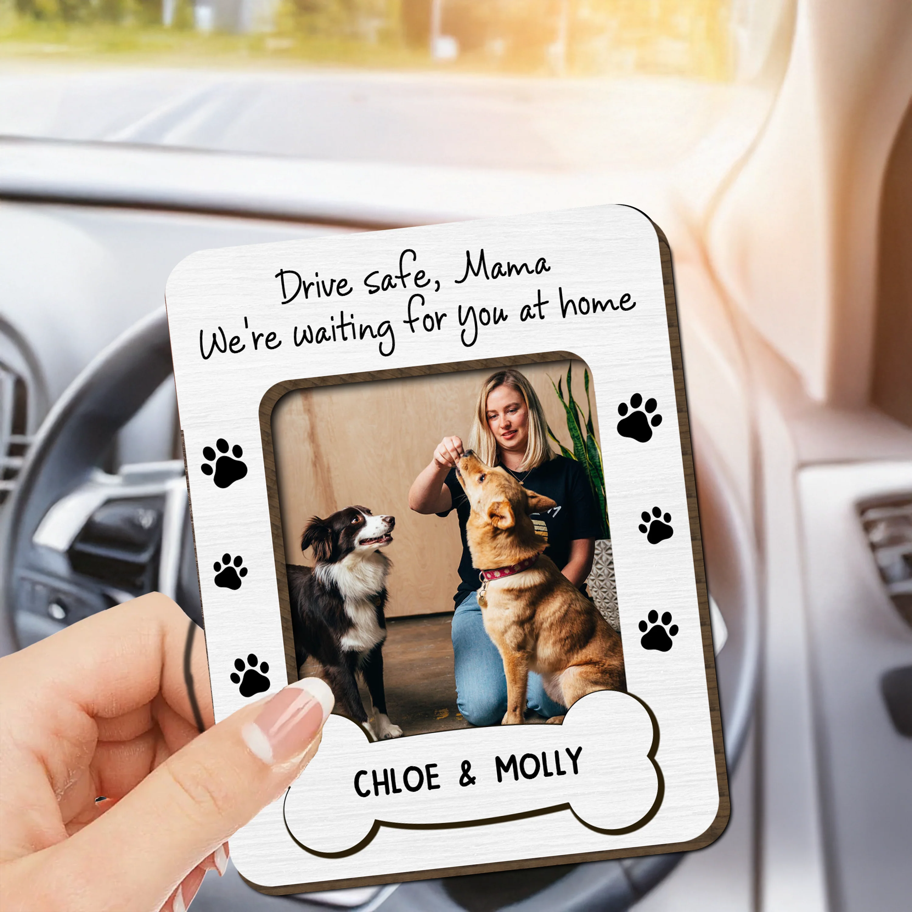 Custom Dog Dad Photo Drive Safe Daddy 2 Layered Car Visor Clip CH07 895940 - Image 2