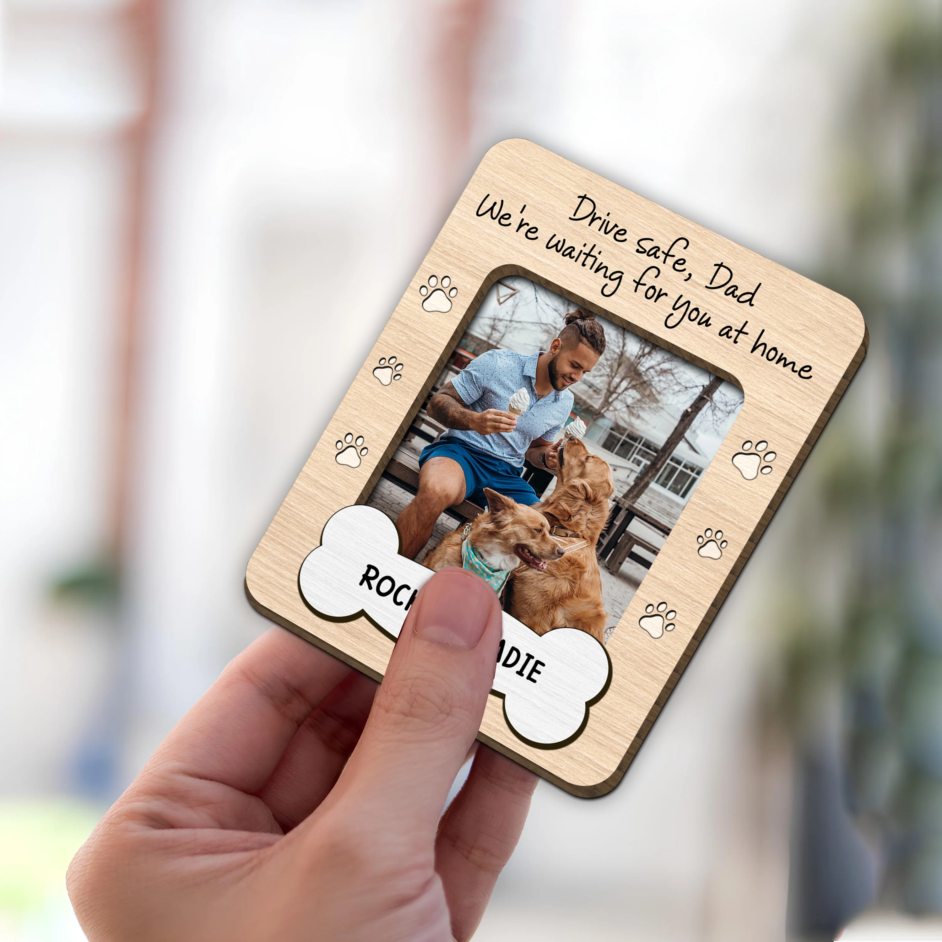 Custom Dog Dad Photo Drive Safe Daddy 2 Layered Car Visor Clip CH07 895940 - Image 3