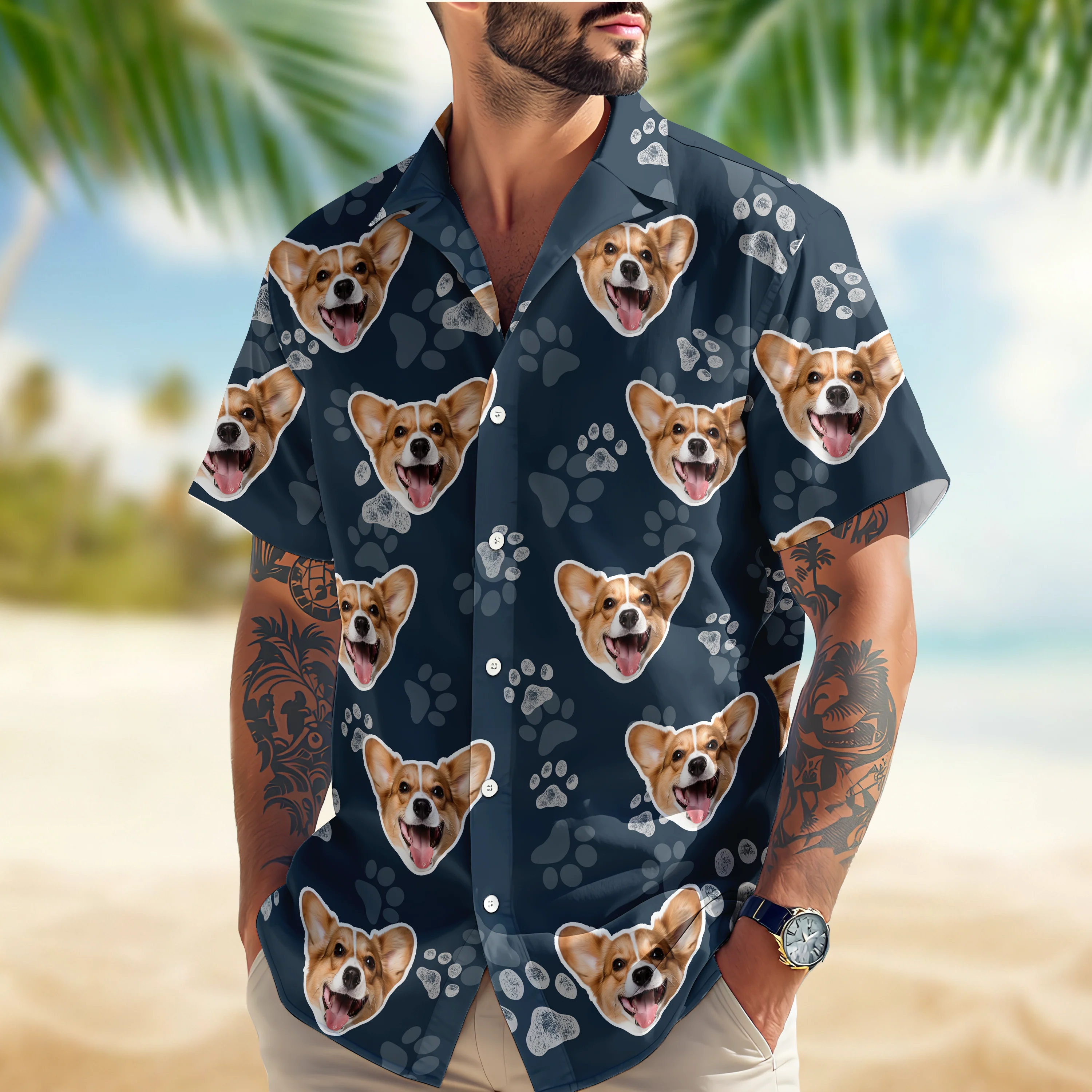 Custom Dog Face Photo Hawaii Shirt Gift For Dog Lovers CH07 911016 - Image 2