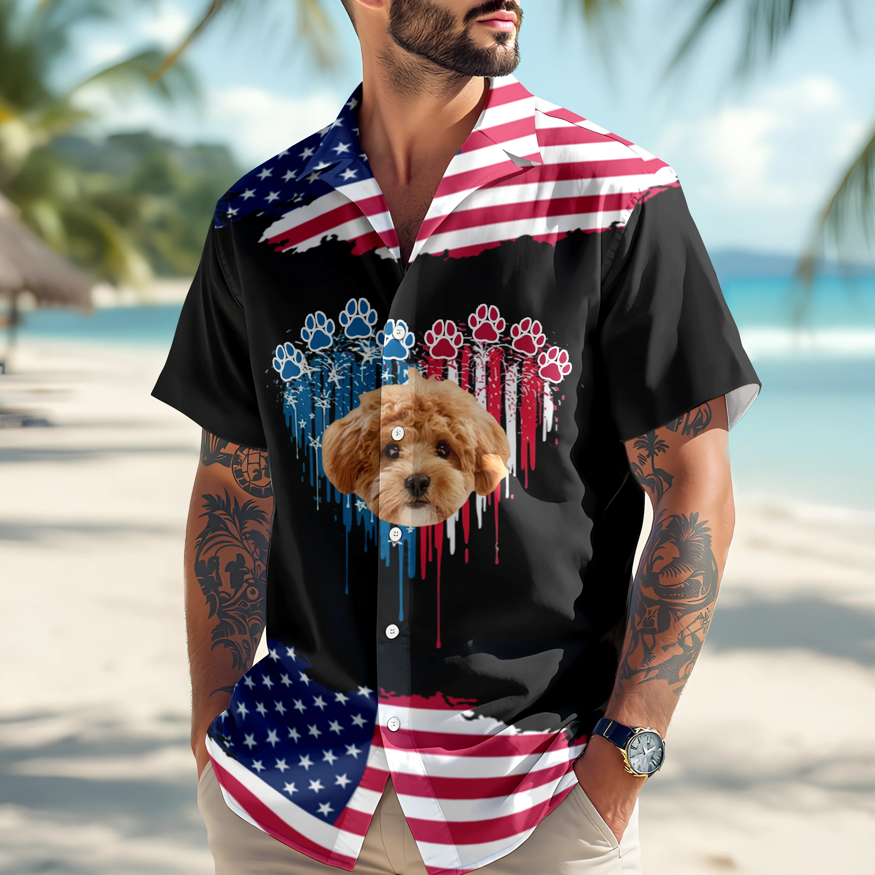 Custom Dog Photo 4th July Hawaii Shirt TH10 892665 - Image 2