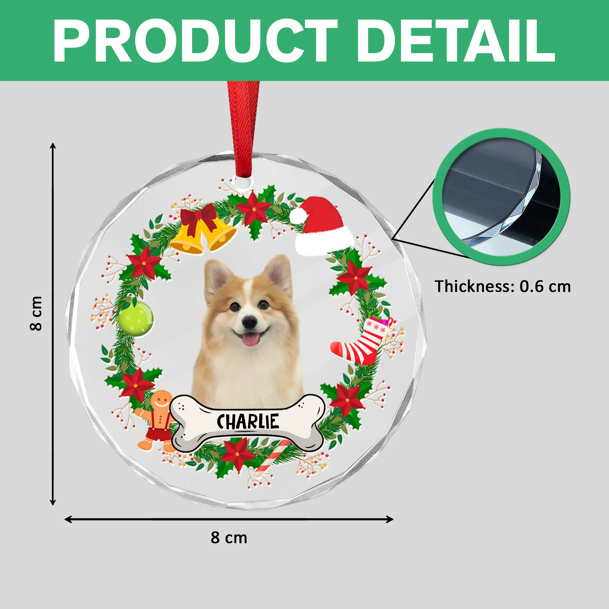 Custom Dog Photo Christmas Cirle Glass Ornament For Dog Lovers TH10 894759 - Image 6
