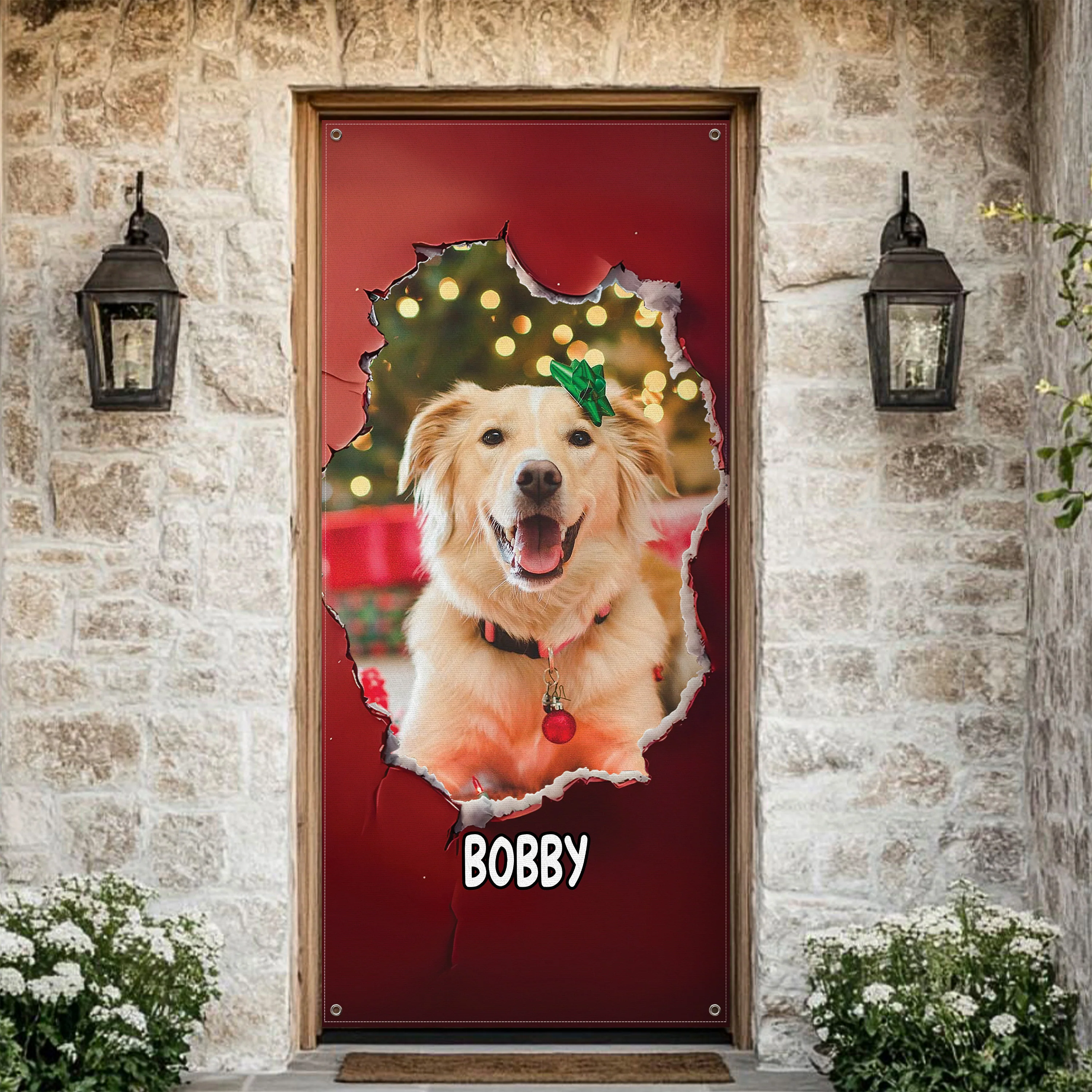 Custom Dog Photo Christmas Door Cover Gift For Dog Lovers TH10 896567 - Image 3