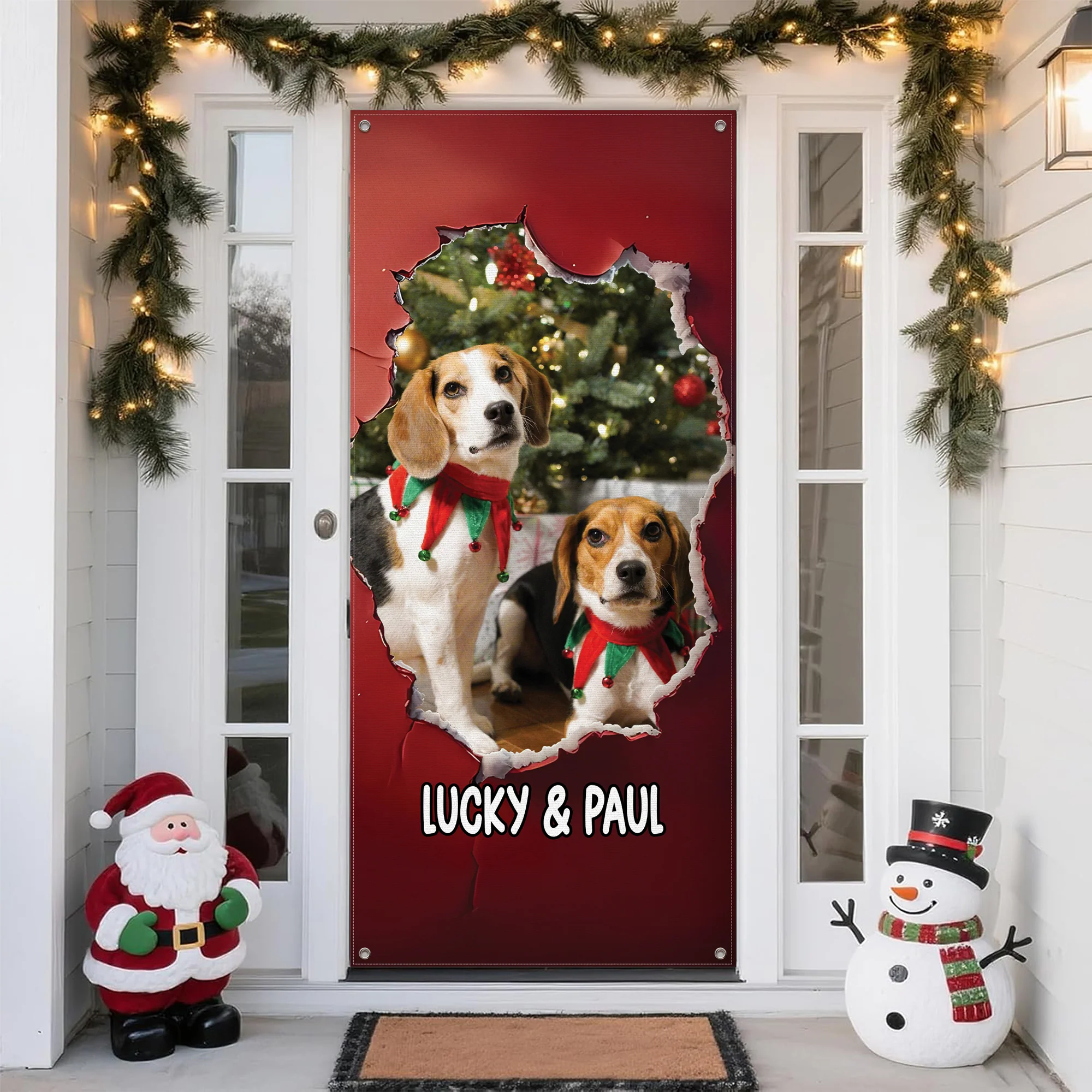 Custom Dog Photo Christmas Door Cover Gift For Dog Lovers TH10 896567 - Image 4