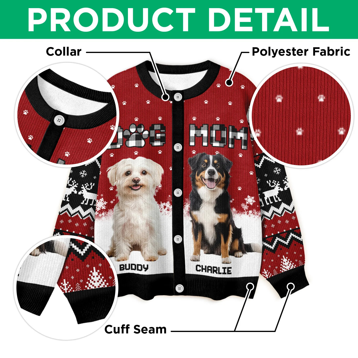 Custom Dog Photo Christmas Pattern Cardigan Christmas Gift HA75 898174 - Image 5