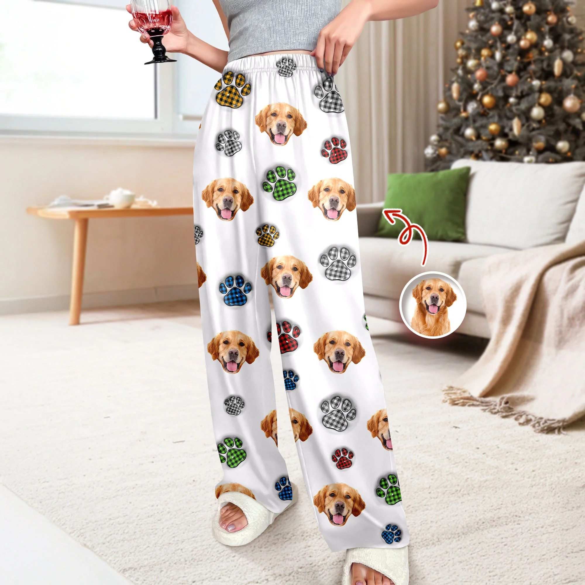 Custom Dog Photo Christmas Paw Style - Personalized 3D Inflated Effect Sweatpants CH07 899654 - Image 2