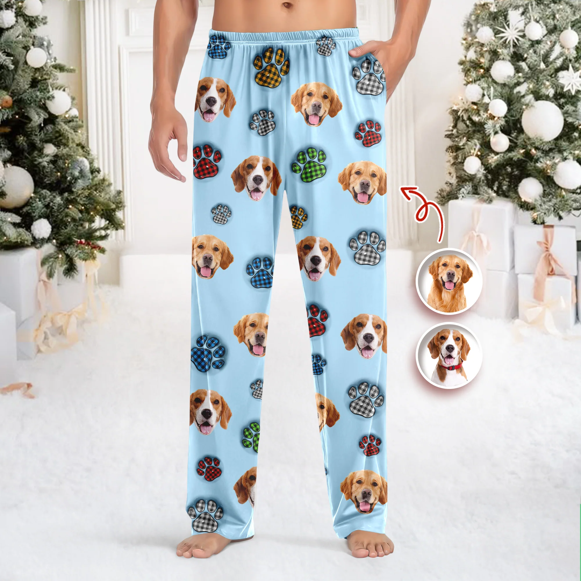 Custom Dog Photo Christmas Paw Style - Personalized 3D Inflated Effect Sweatpants CH07 899654 - Image 3