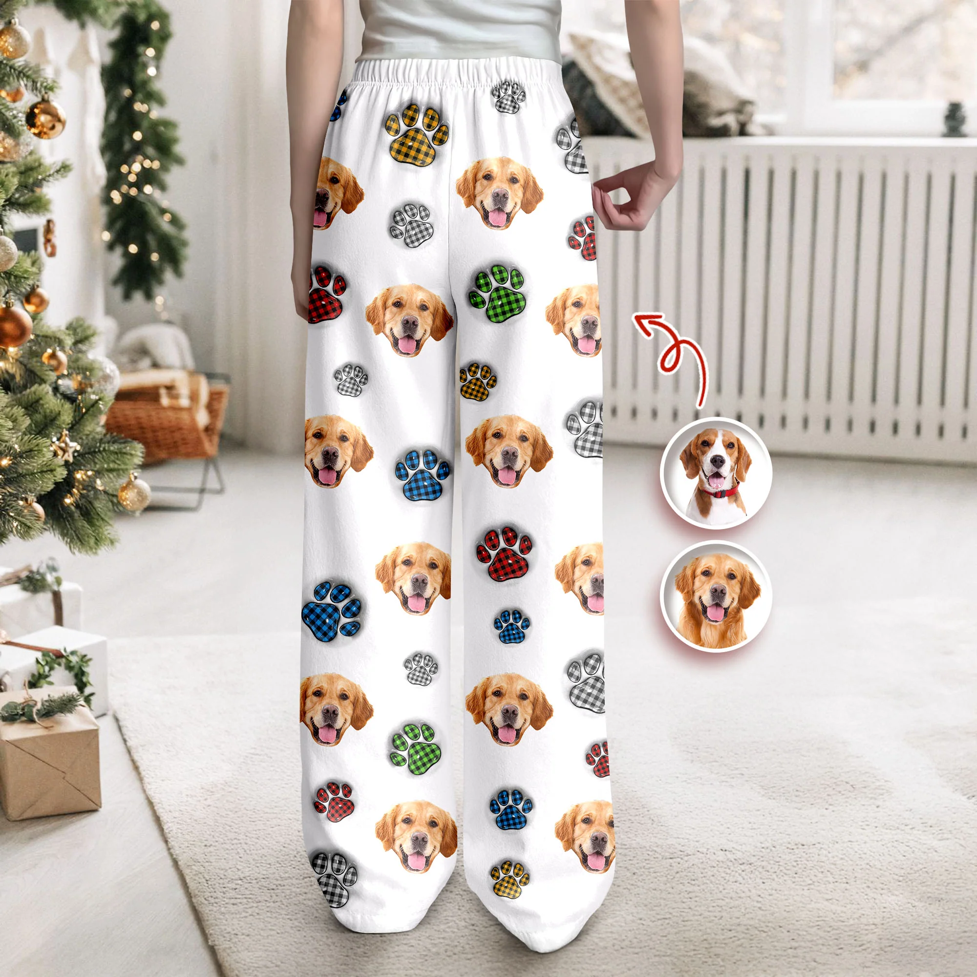Custom Dog Photo Christmas Paw Style - Personalized 3D Inflated Effect Sweatpants CH07 899654 - Image 6