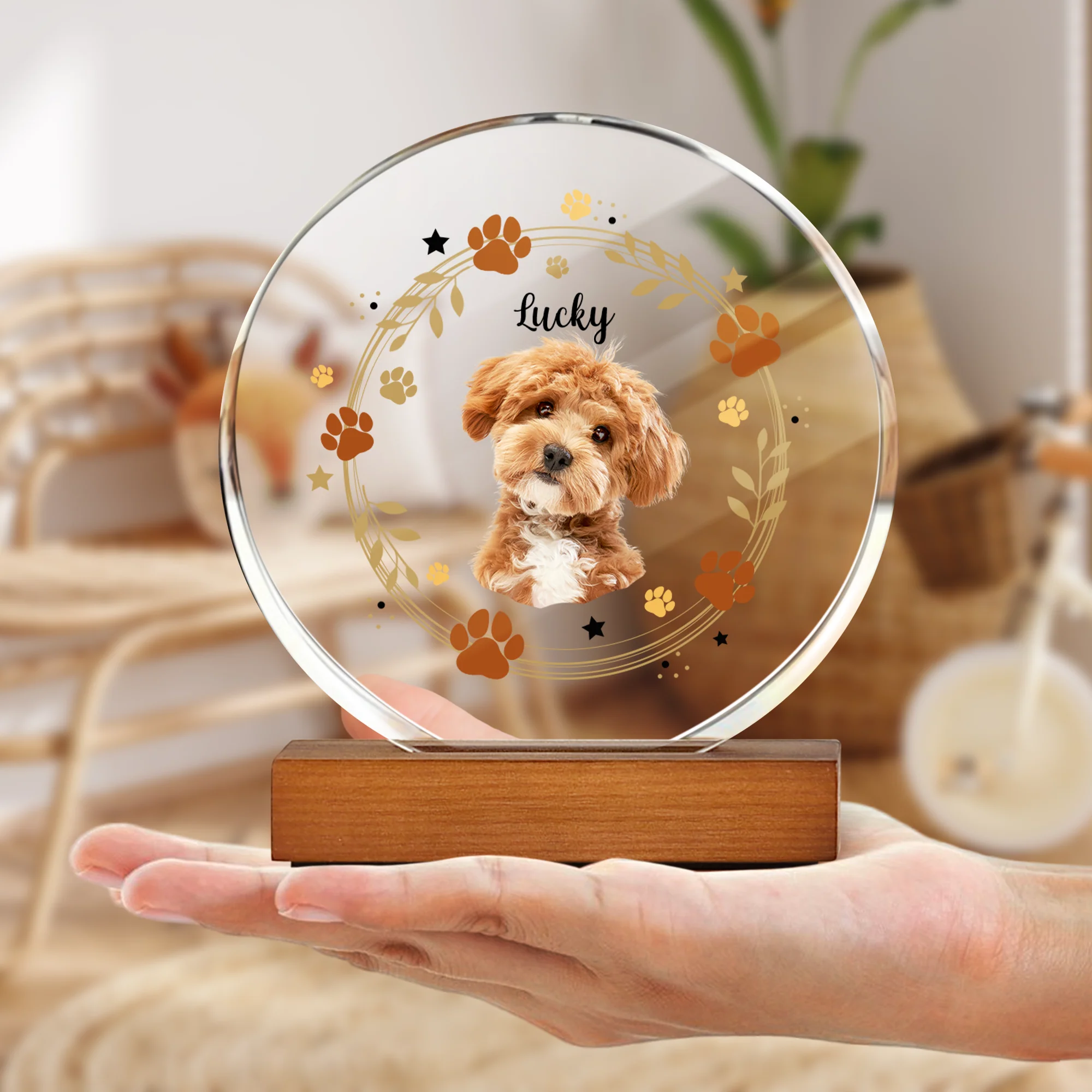 Custom Dog Photo For Dog Lovers Round Acrylic Frame Block HO82 894156