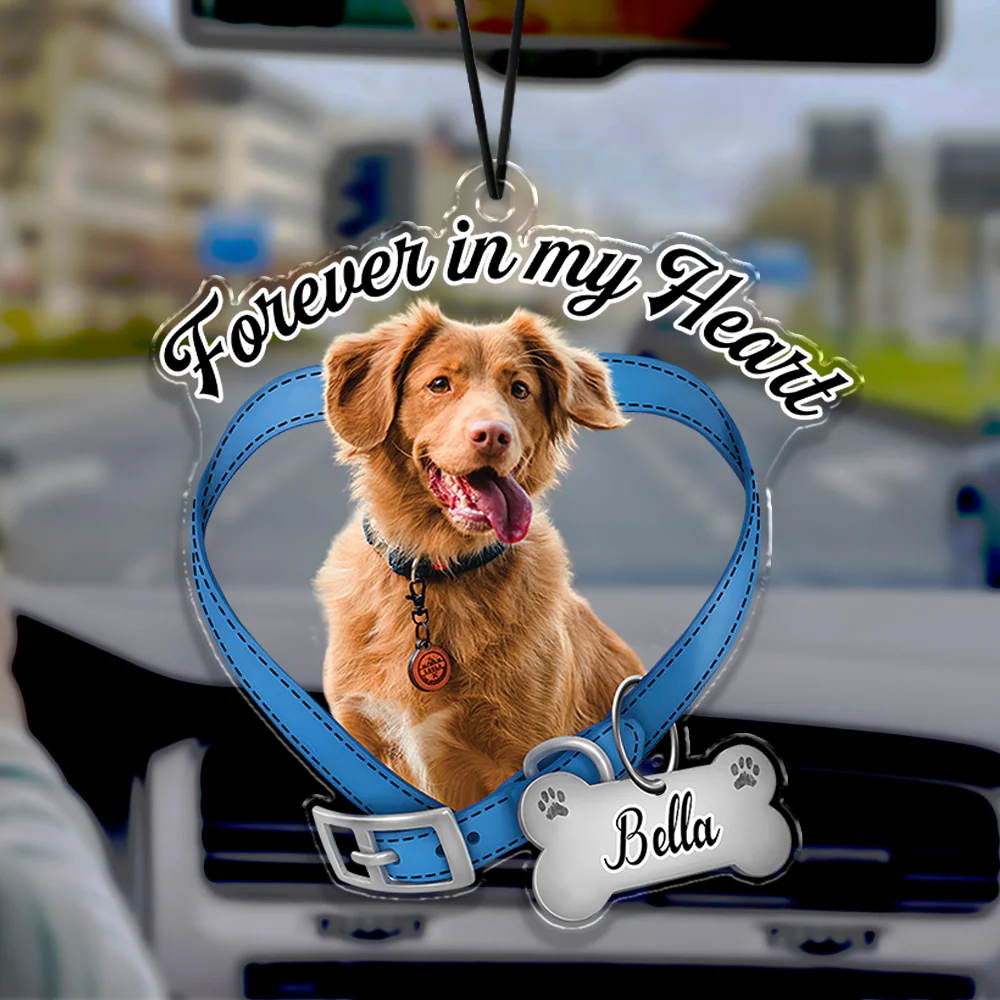 Custom Dog Photo Forever In My Heart Memorial Car Hanging CH07 180040 - Image 2