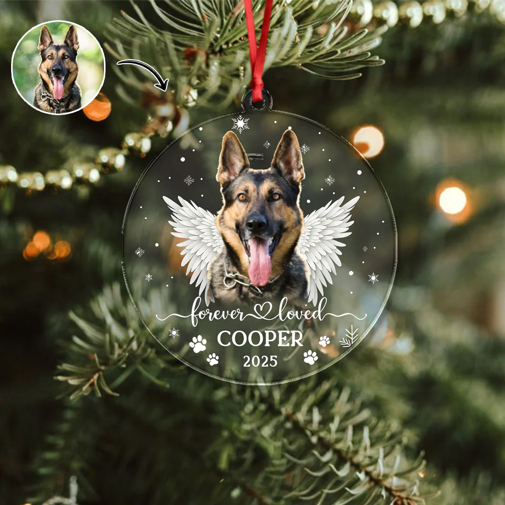 Custom Dog Photo Forever Loved Memorial Acrylic Ornament HA75 897032 - Image 8