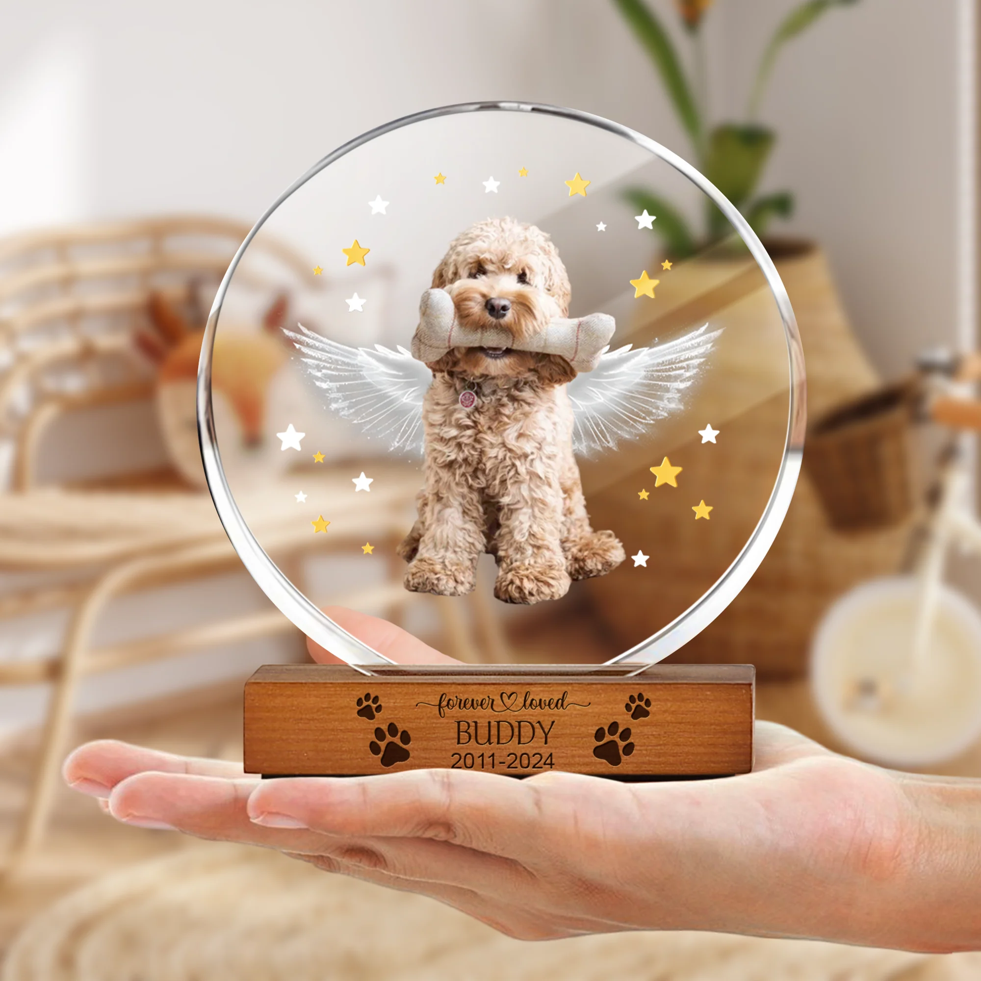 Custom Dog Photo Gift Memorial Round Acrylic Frame Block HO82 894172 - Image 2