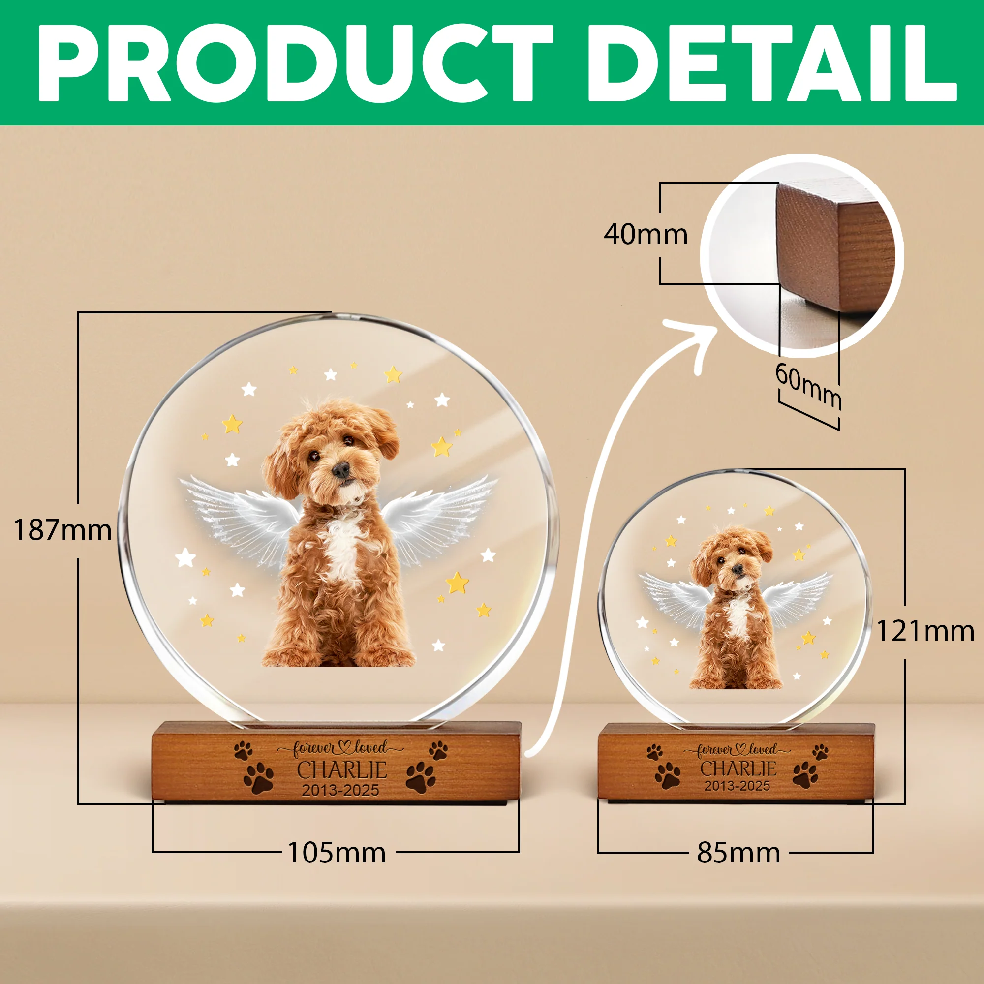 Custom Dog Photo Gift Memorial Round Acrylic Frame Block HO82 894172 - Image 6